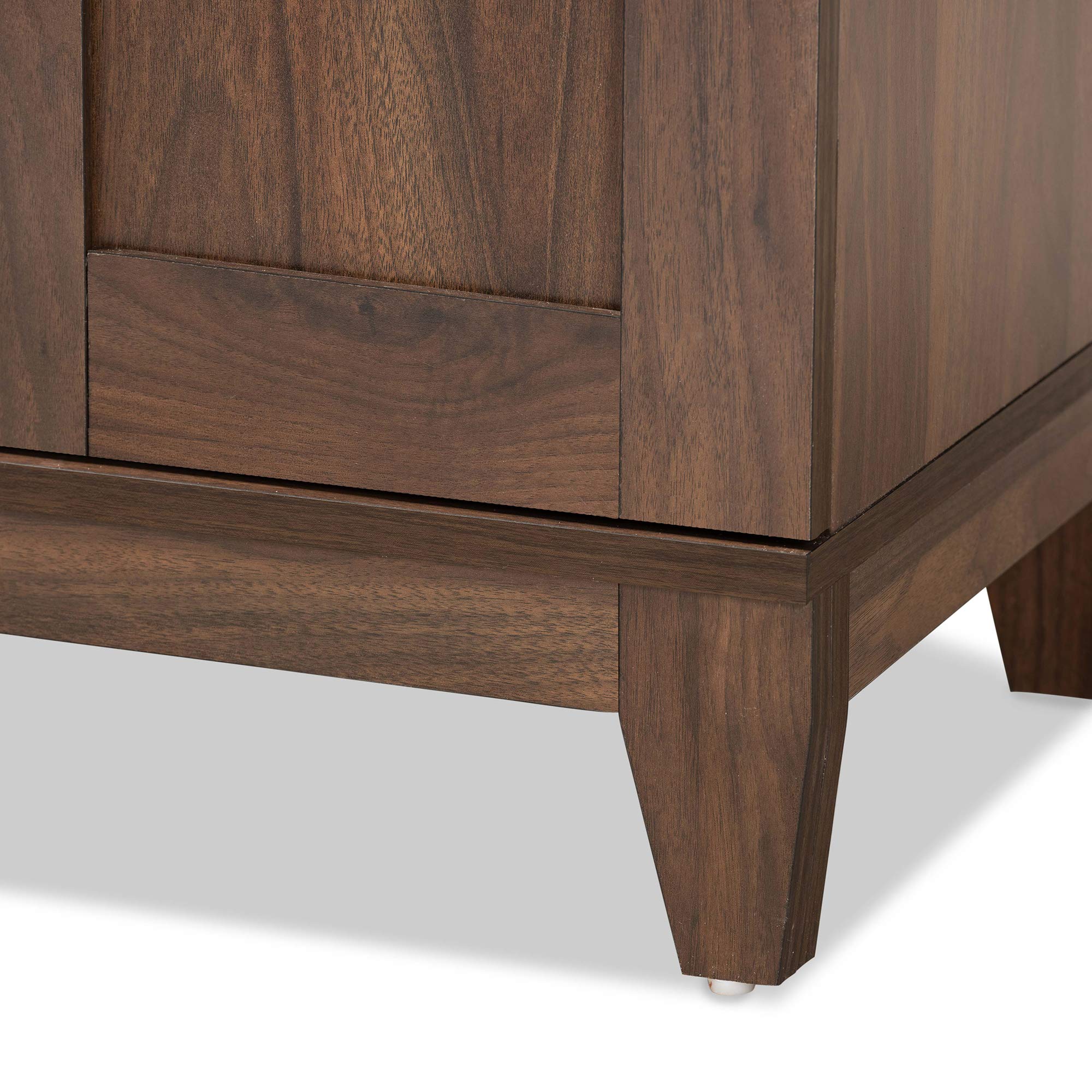 Baxton Studio Nissa Modern Walnut Brown 2-Door Shoe Storage Cabinet - Contemporary Wooden Shoe Organizer for Entryway, Bedroom & Closet Organization