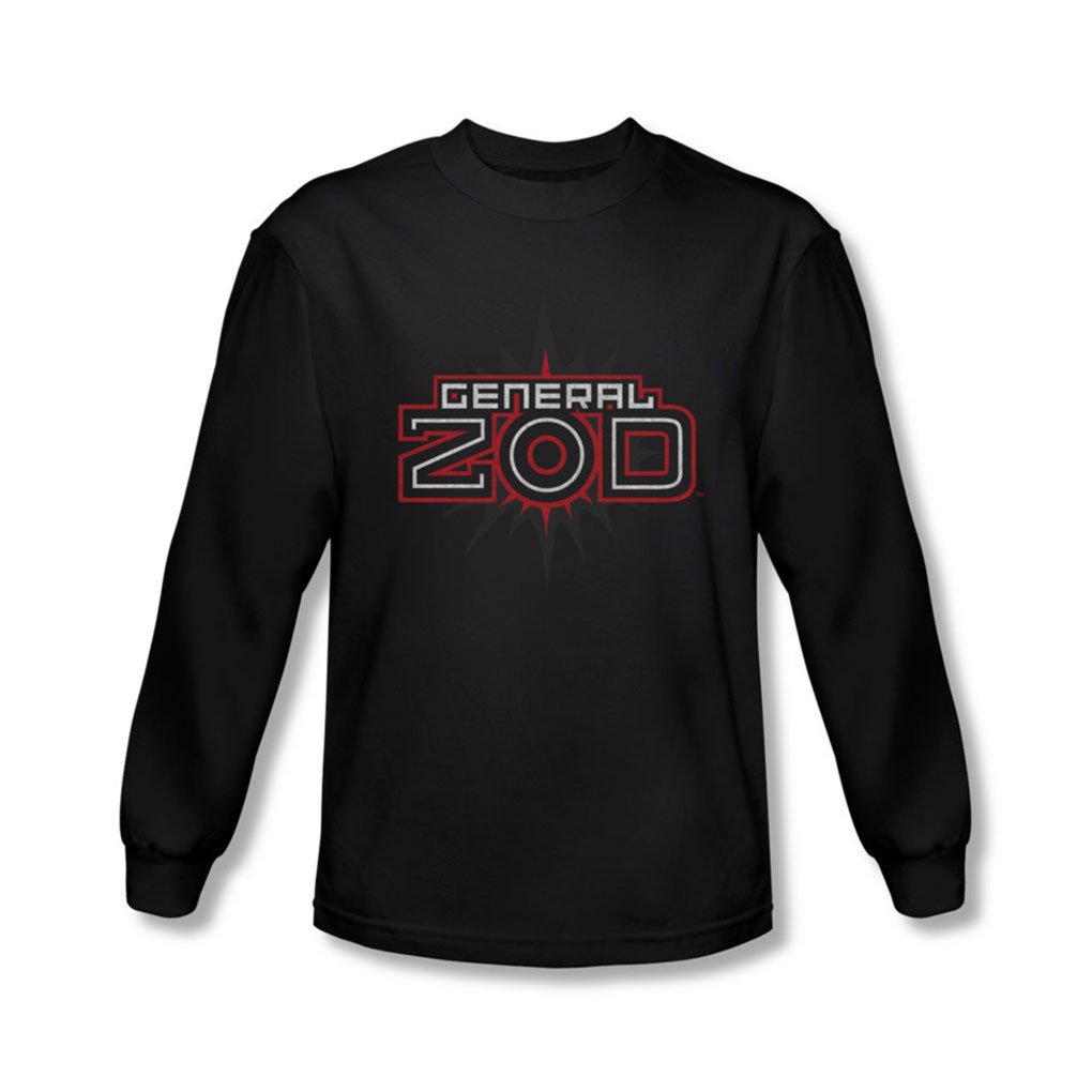 Superman Men's Zod Logo Long Sleeve T-Shirt - Black Superhero Graphic Tee for Cosplay, Comic Con & Casual Wear