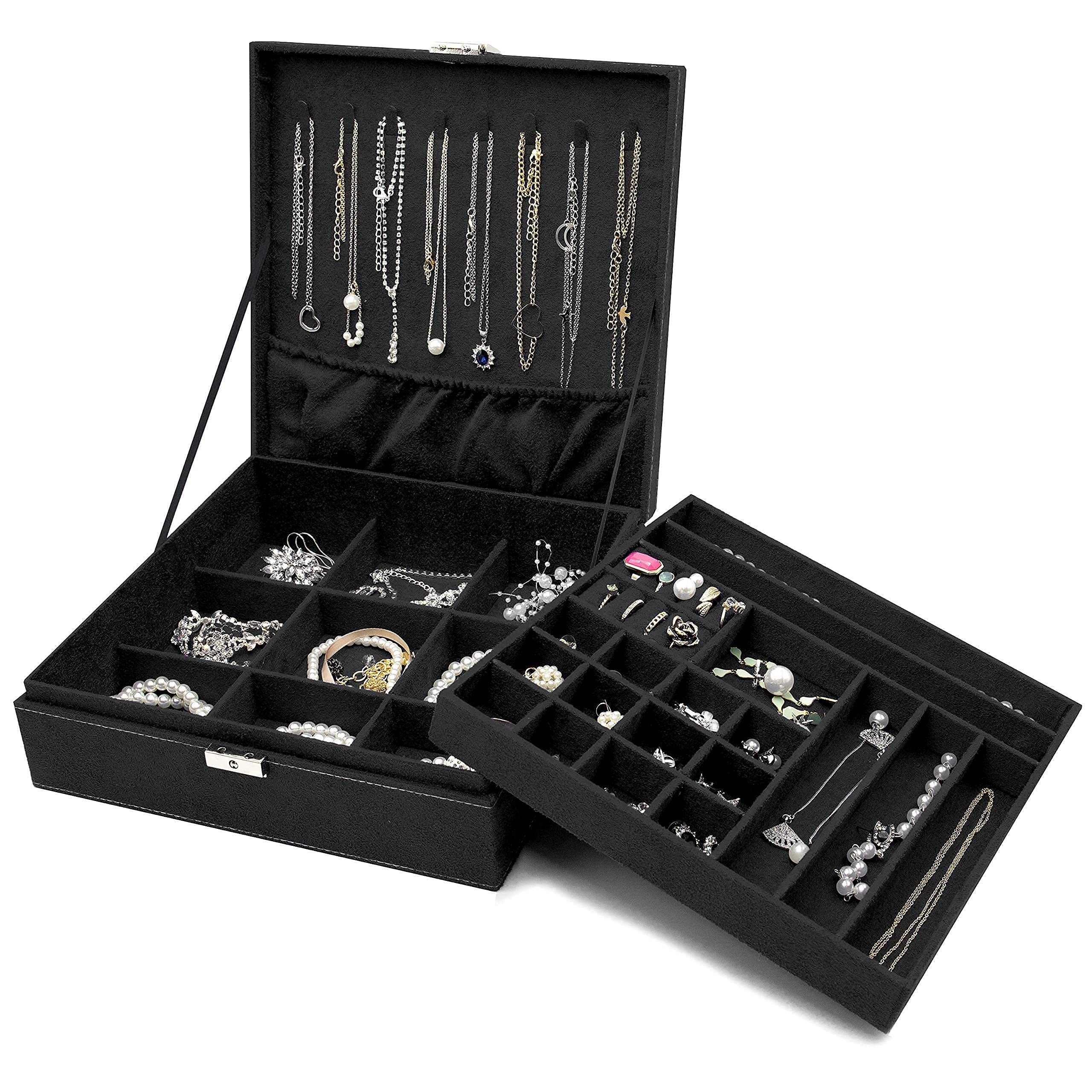 ProCase Travel Jewelry Organizer Bag for Women - Portable Jewelry Storage Case with Multiple Compartments, Perfect for Necklaces, Rings & Earrings - Ideal for Travel, Vacation & Daily Use