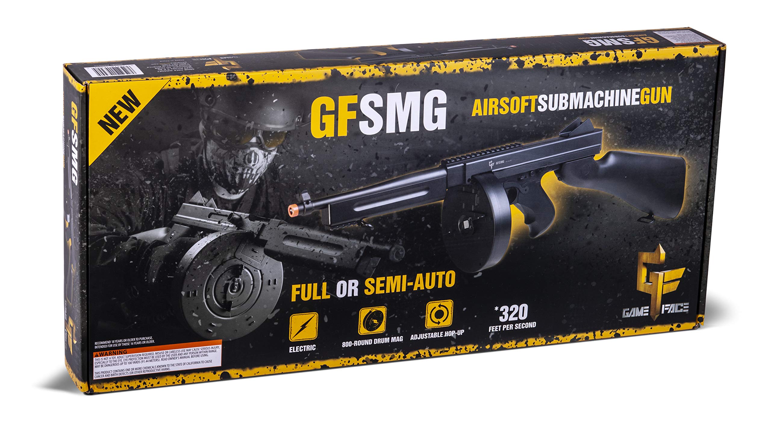 Game Face ASRGTH Electric Full/Semi-Auto Airsoft Submachine Gun - Tactical Airsoft Rifle for Outdoor Skirmishes & Target Practice
