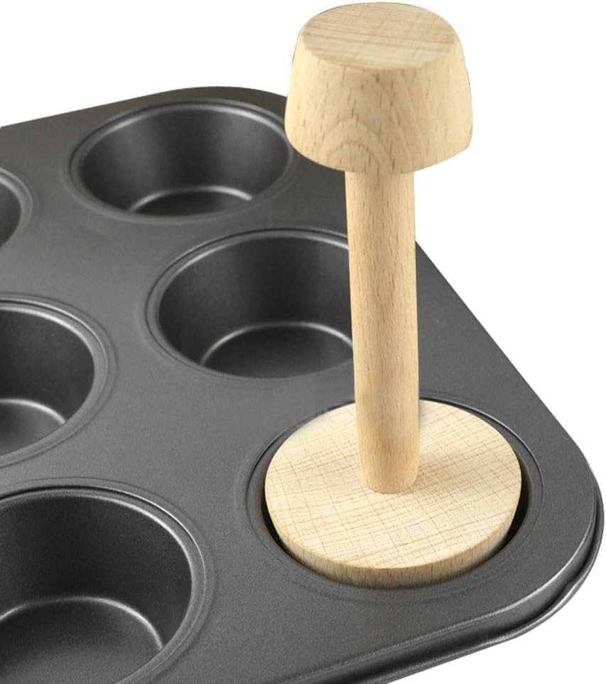 Wooden Pastry Tamper - Double Sided DIY Cake & Pie Dough Pusher - Egg Tart Mold for Baking - Essential Kitchen Tool for Desserts, Tarts, Cookies & Party Baking (Perfect for Home Bakers & Professional Chefs)