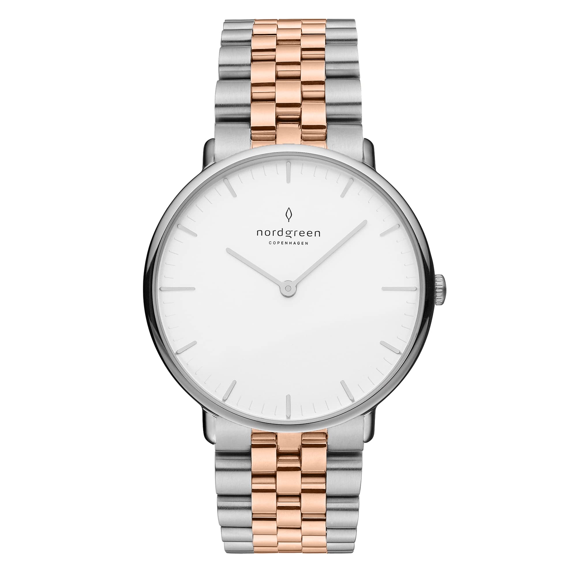Nordgreen Native Scandinavian Silver Watch - Premium Stainless Steel Timepiece with Interchangeable Leather & Mesh Straps - Perfect for Business, Casual & Formal Occasions
