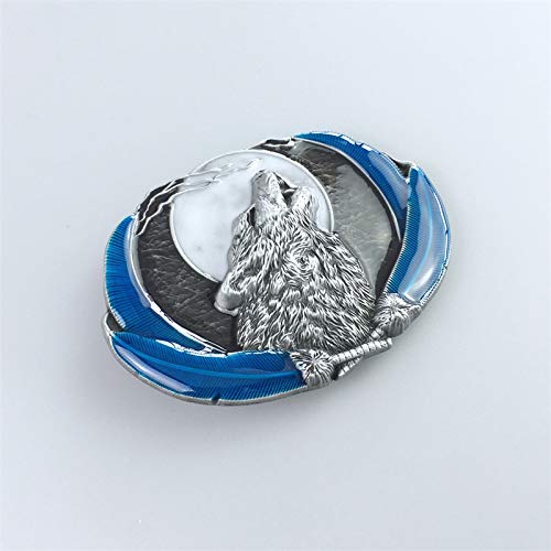 Vintage Western Moon Oval Enamel Belt Buckle - Cowboy Style Fashion Accessory for Jeans & Western Outfits - Fast US Shipping