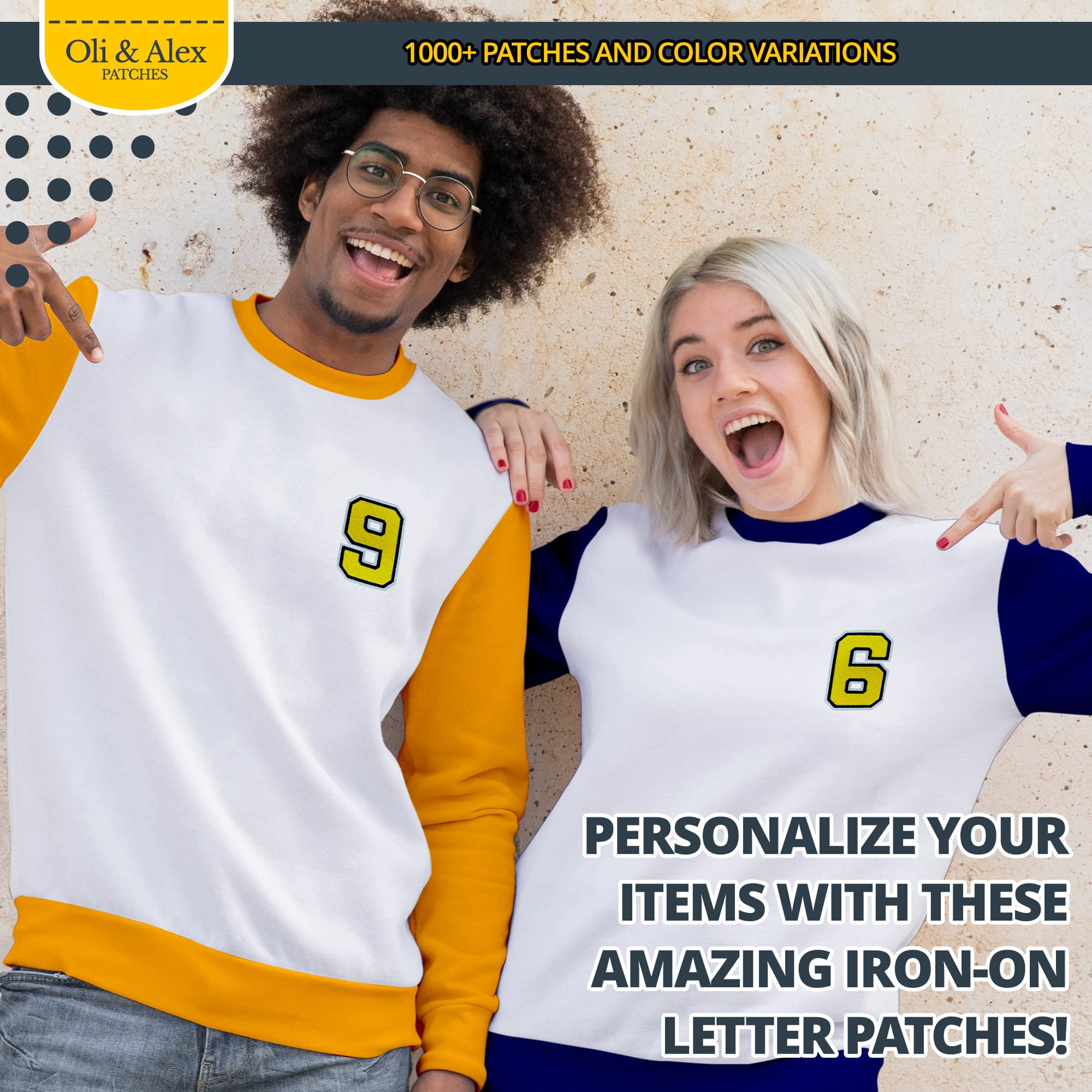 Yellow Iron On Patches - Embroidered Number 6 & 9 Applique for Clothes | No-Sew Fabric Repair Patches for Jackets, Jeans & Sportswear | DIY Customization & Decorative Clothing Upgrade