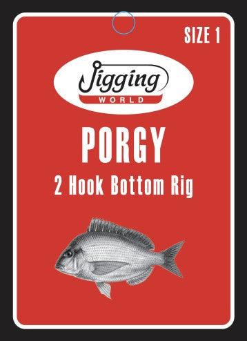 Jigging World Porgy Bottom Mono Rigs - Saltwater Fishing Rigs for Bottom Fishing, Fluke, Sea Bass & Porgy - Perfect for Offshore & Inshore Angling