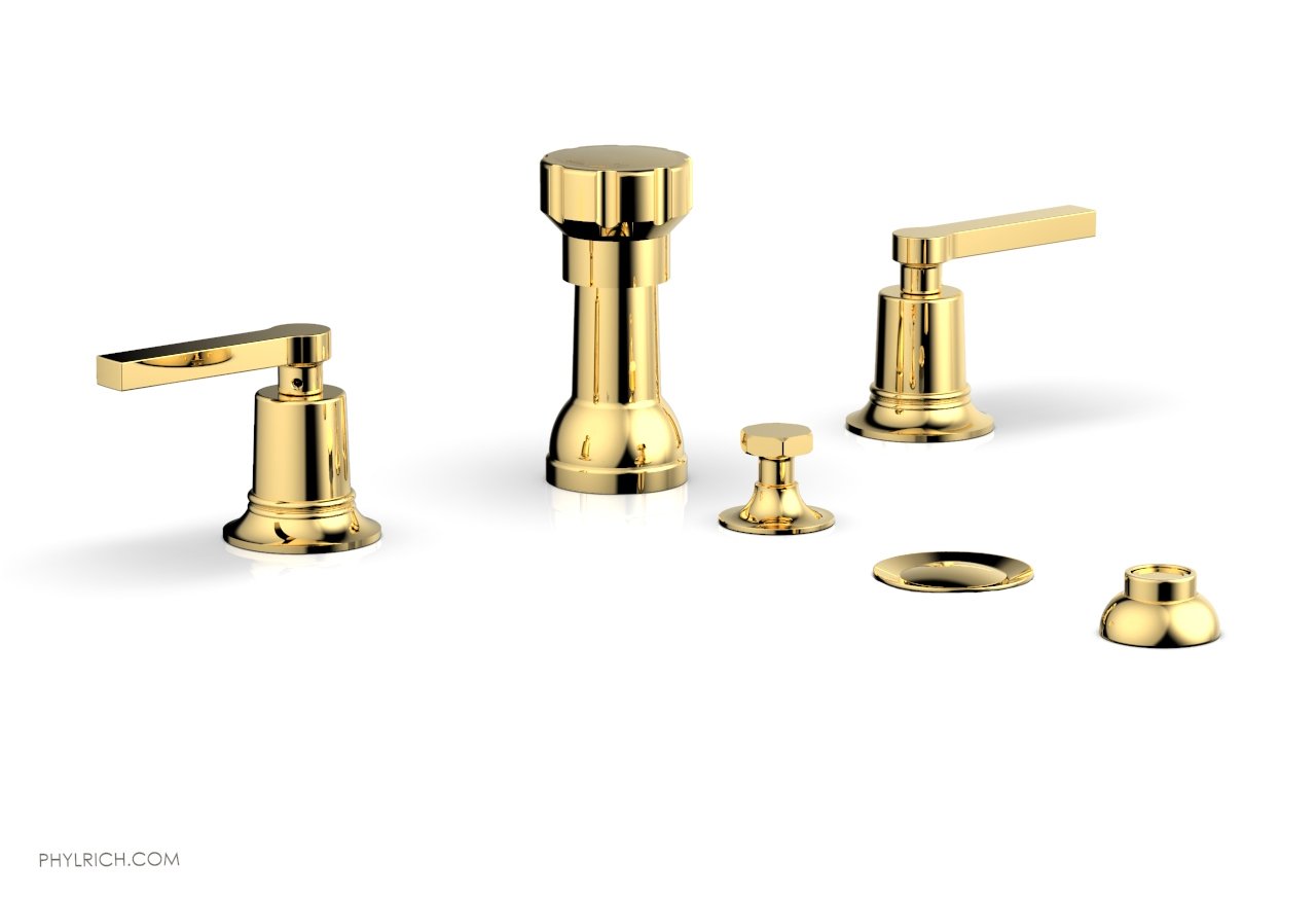 HEX MODERN 4-Hole Bidet Faucet Set with Lever Handles - Chrome Finish for Bathroom & Toilet Upgrade (Model 501-61) | Perfect for Modern Home Renovation and Water-Saving Solutions