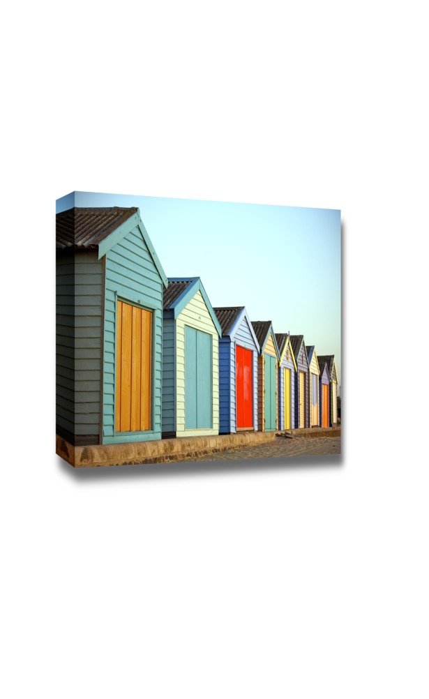 Vibrant Colorful Painted Wooden Houses Canvas Wall Art - Modern Home Decor Stretched Gallery Wrap Giclee Print - Ready to Hang 16x24 Inches - Perfect for Living Room, Bedroom & Office Decor