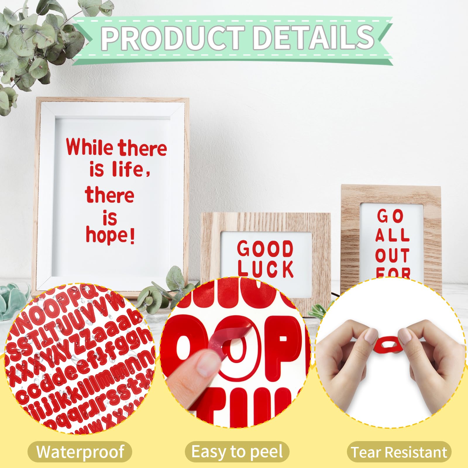 1 Inch Alphabet Stickers - 12 Sheets Self Adhesive Vinyl Letter Stickers for Mailbox Numbers, Bulletin Boards, Classroom & Home Decor (Red) | Perfect for DIY Crafts, School Projects, and Personalized Labeling
