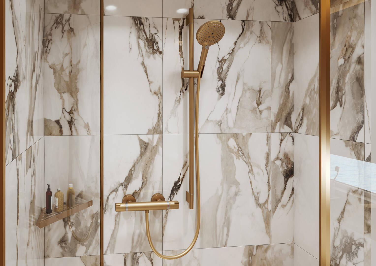 Hansgrohe AddStoris Corner Basket in Brushed Bronze 41741140 - Space-Saving Bathroom Storage for Shower Essentials & Toiletries