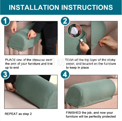Stretch Spandex Armrest Covers for Chairs, Sofas, Recliners & Armchairs - 2 Pack (Pool Blue) - Soft & Durable Slipcovers for Home, Office & Living Room Furniture Protection