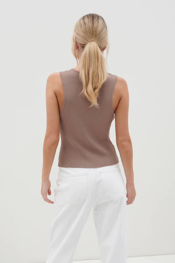Casey Sleeveless Button Top in Taupe - Stylish Women's Casual Blouse for Summer Outings and Office Wear