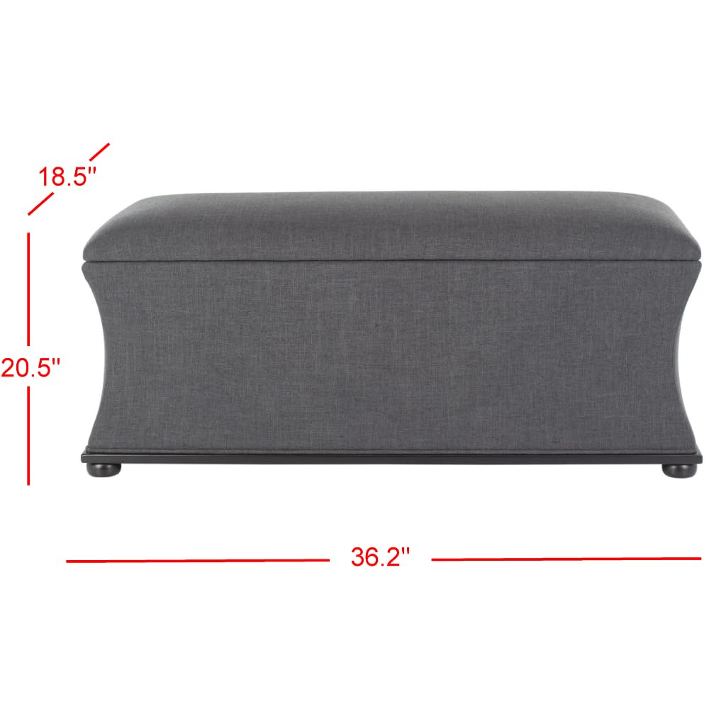 Safavieh Hudson Collection Aurora Storage Bench - Grey Upholstered Entryway Bench with Lift Top, Perfect for Living Room, Bedroom, or Hallway Organization