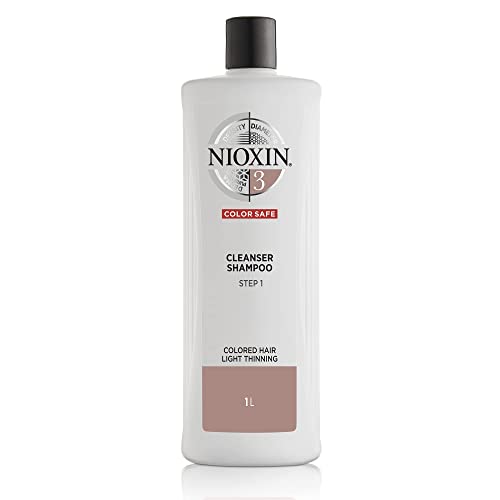 Nioxin System 3 Scalp Cleansing Shampoo with Peppermint Oil - Treats Dry, Sensitive Scalp & Dandruff - Anti-Hair Breakage Formula for Color-Treated & Thinning Hair - 33.8 fl oz - Ideal for Daily Hair Care & Scalp Health Maintenance
