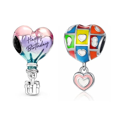 Birthday Heart Hot Air Balloon Charms