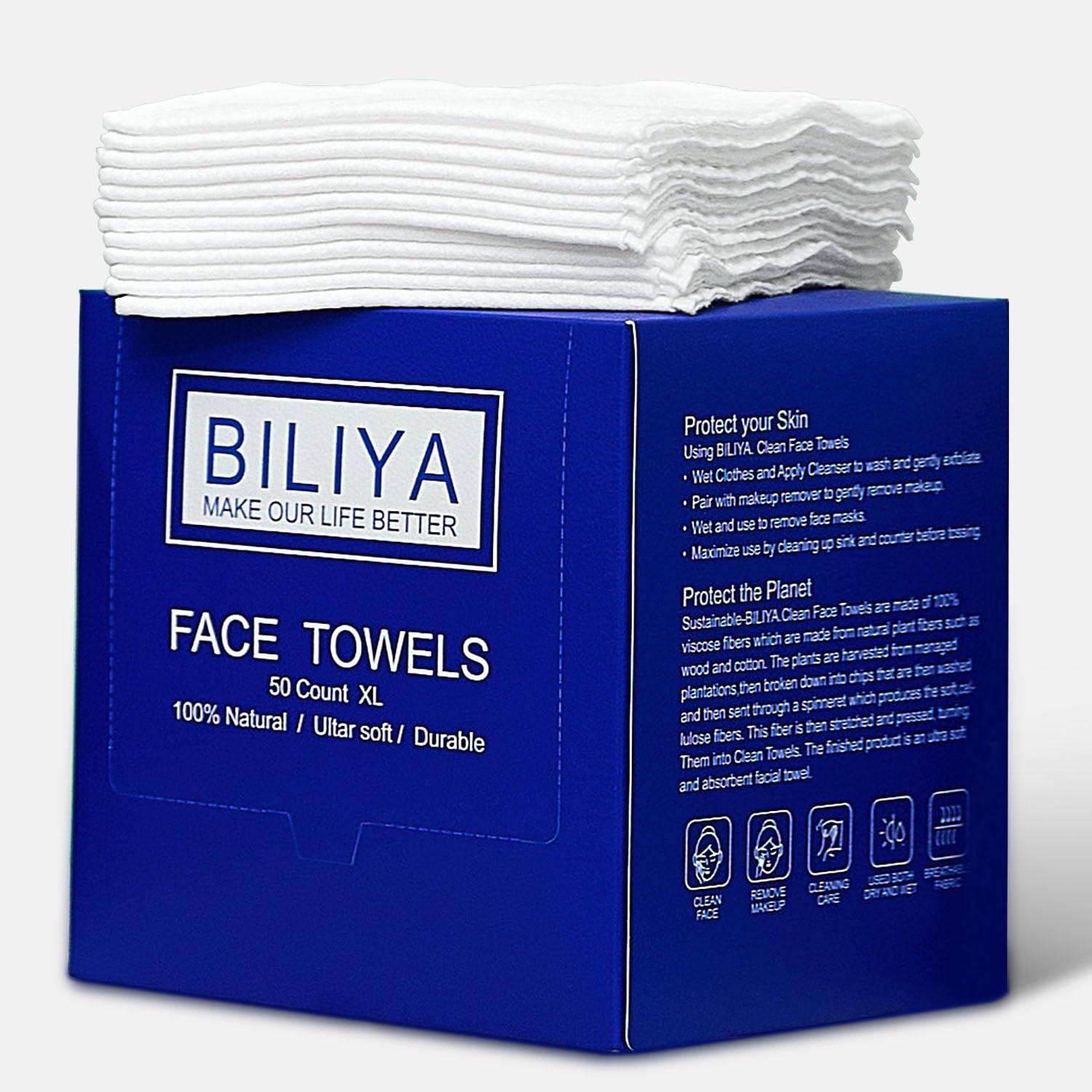 Disposable XL Face Towels - Ultra Soft Makeup Remover Wipes & Facial Cleaning Towels (100 Count, 2 Pack) - Perfect for Travel, Gym & Daily Skincare Routine