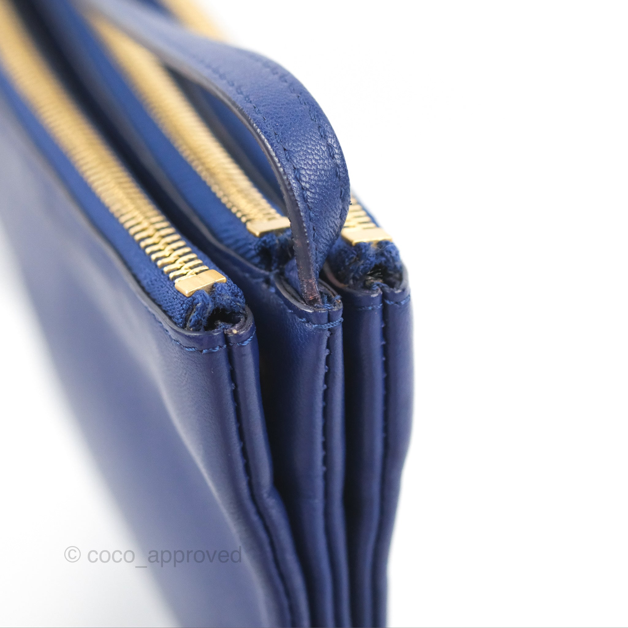 Celine Small Trio Crossbody Bag in Dark Blue Lambskin Leather with Gold Hardware - Perfect for Everyday Use, Travel & Date Nights
