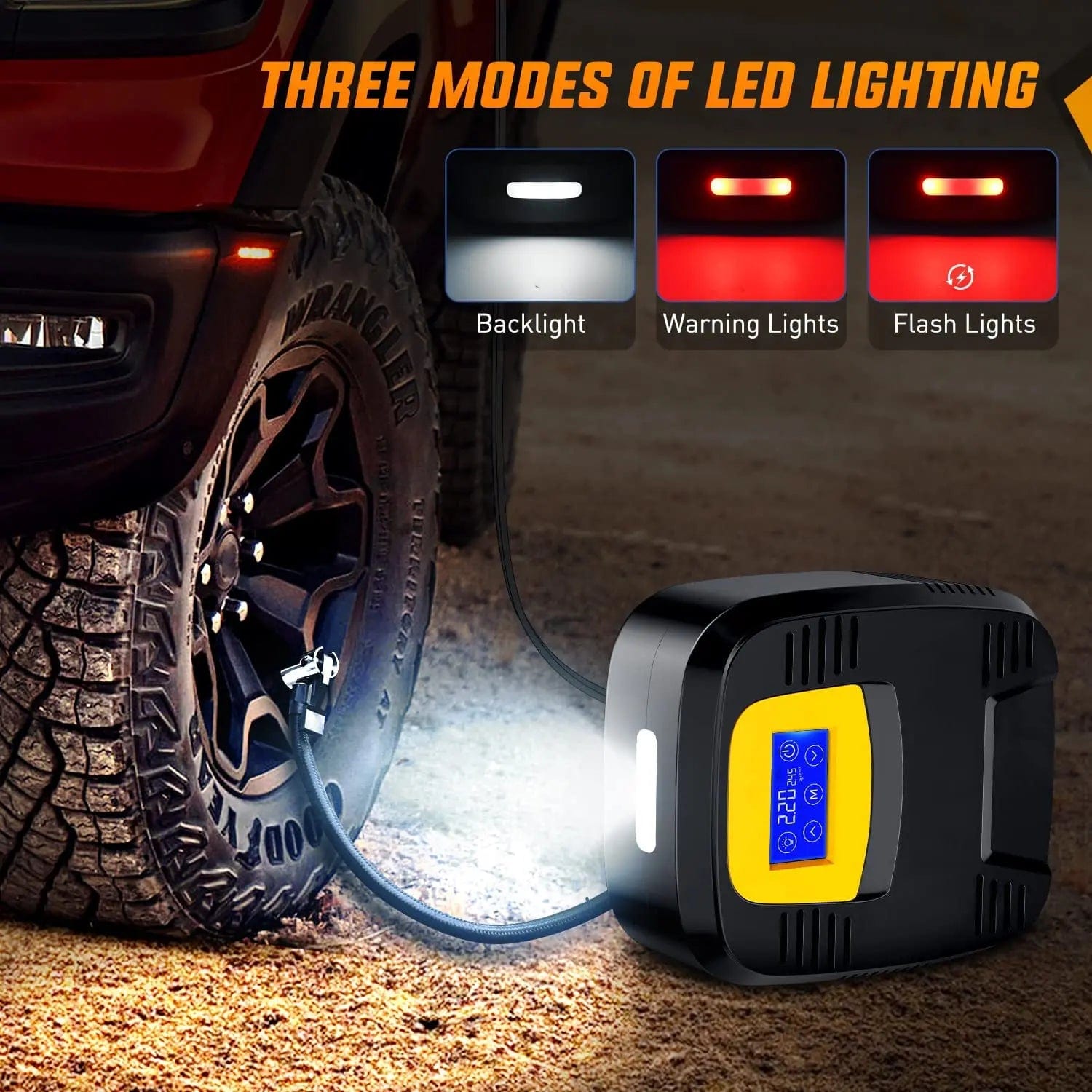 Digital Tire Inflator with LCD Touch Screen - Portable Air Compressor for Cars, Bikes & Motorcycles - Perfect for Road Trips & Emergency Use