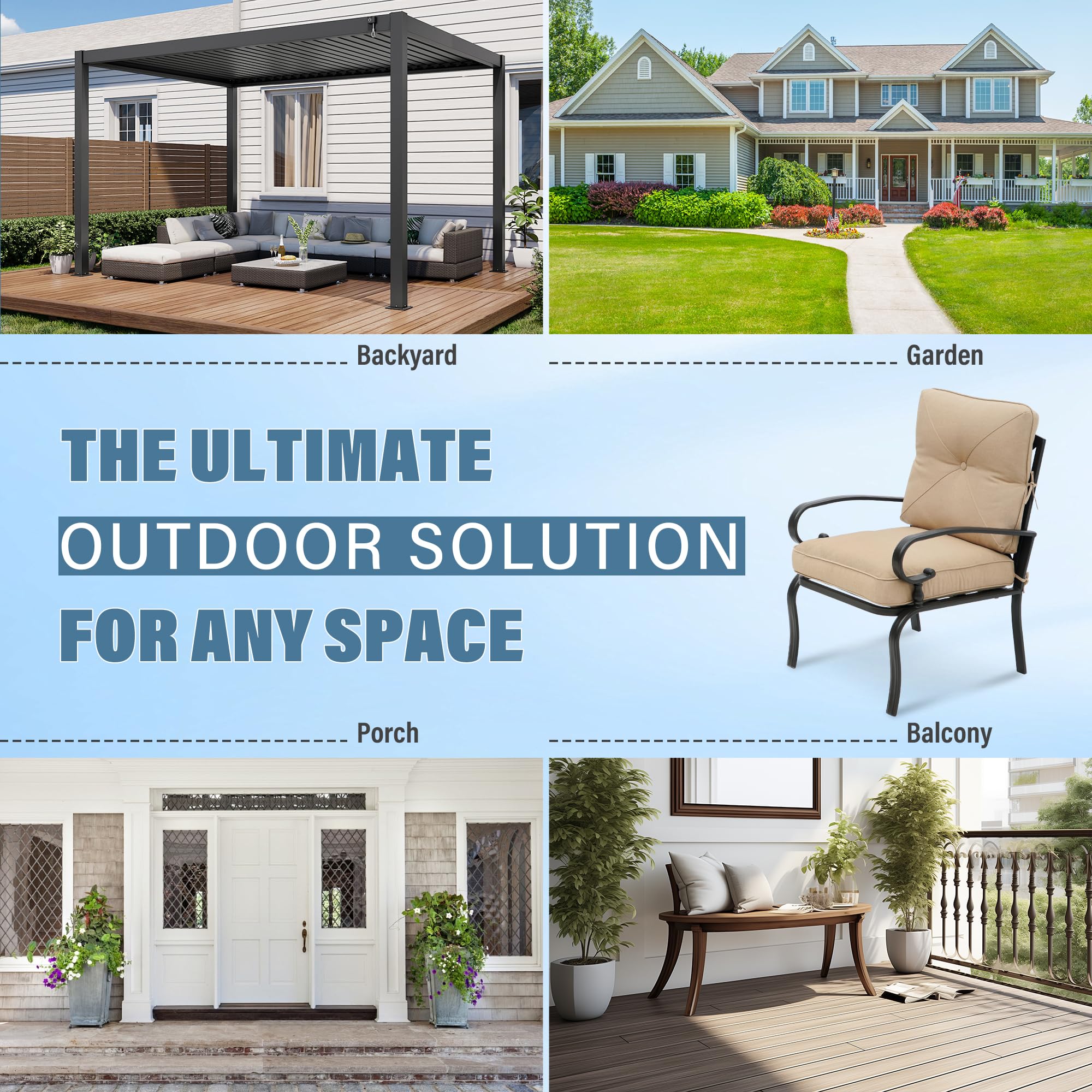 2-Piece Patio Dining Chairs Bistro Set - Wrought Iron Outdoor Furniture with Brown Cushions, All-Weather Garden Seating for Backyard, Balcony or Poolside Relaxation