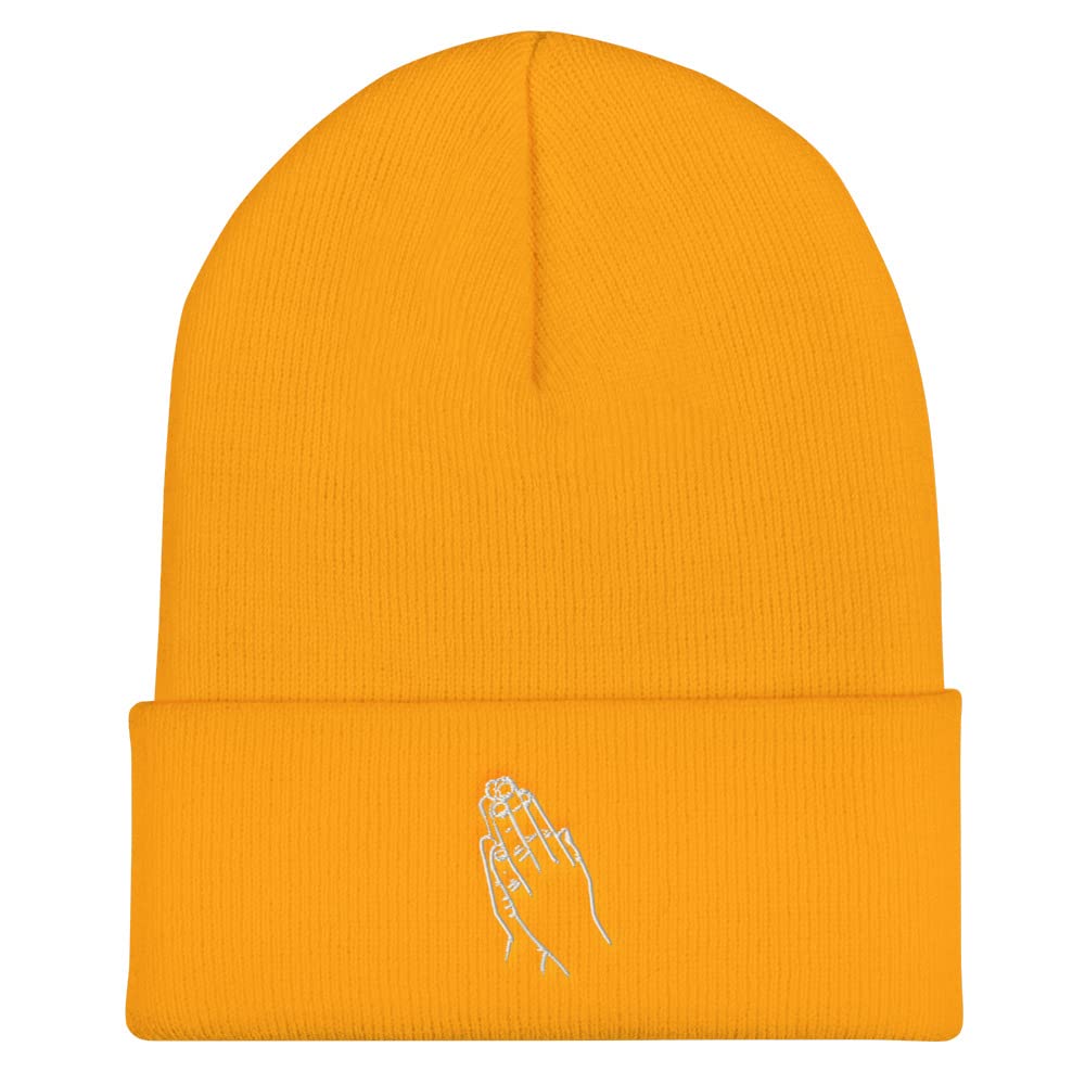 Praying Hands Beanie Hat for Men - Funny & Amusing Cuffed Winter Knit Cap - Perfect for Church, Bible Study & Outdoor Activities