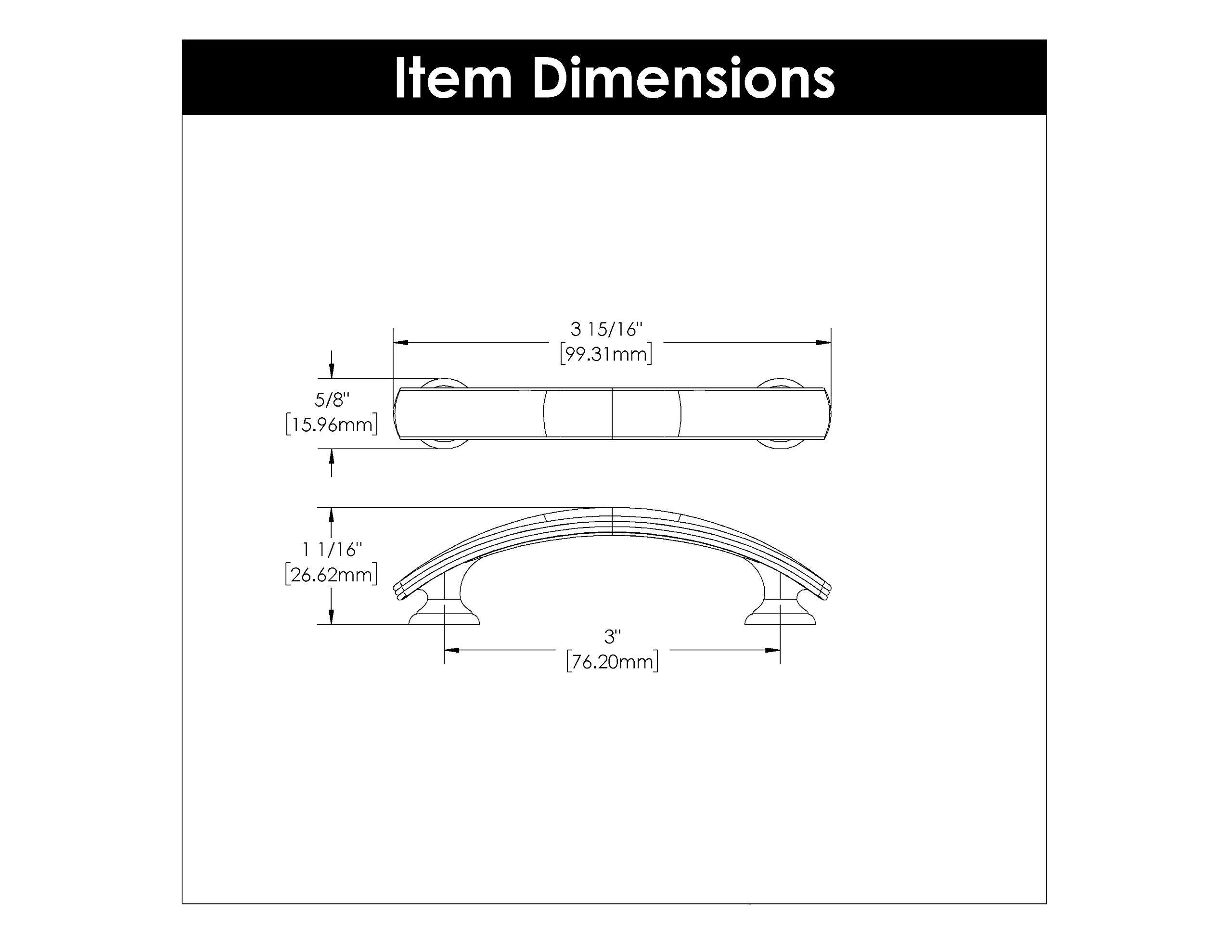 Premium Stainless Steel Kitchen Cabinet Pulls - Hickory Hardware 1 Pack Solid Core Luxury Handles for Cabinets, Doors & Dresser Drawers (3 Inch Hole Center) - Perfect for American Diner Style, Modern Kitchens & Home Renovation Projects