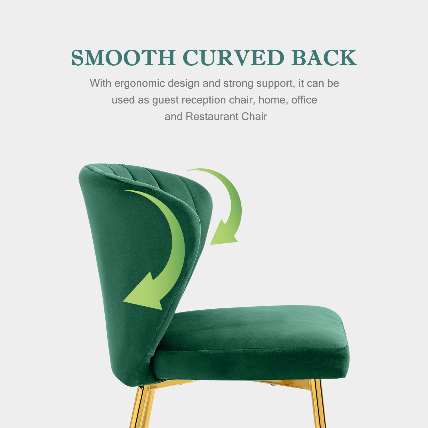 Luxury Velvet Dining Chairs Set of 4 - Tufted Upholstered Mid Century Modern Chairs with Golden Metal Legs for Dining Room, Kitchen, Living Room - Elegant Green Accent Seating for Home Decor & Entertaining