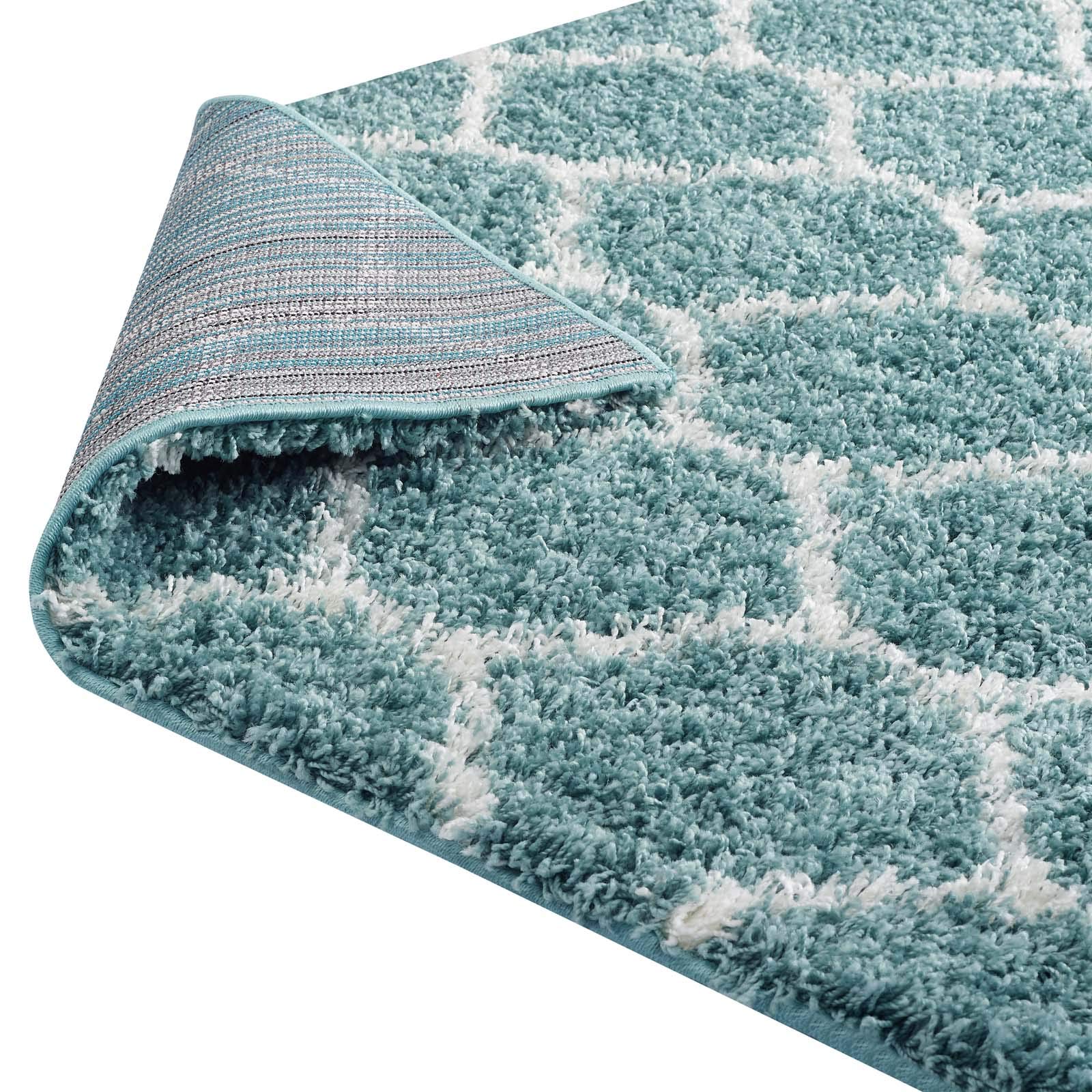 Modern Contemporary Urban Design Living Room Area Rug - Non-Slip Floor Carpet Runner in Multi Blue Fabric - Perfect for Lounge, Bedroom & Home Decor