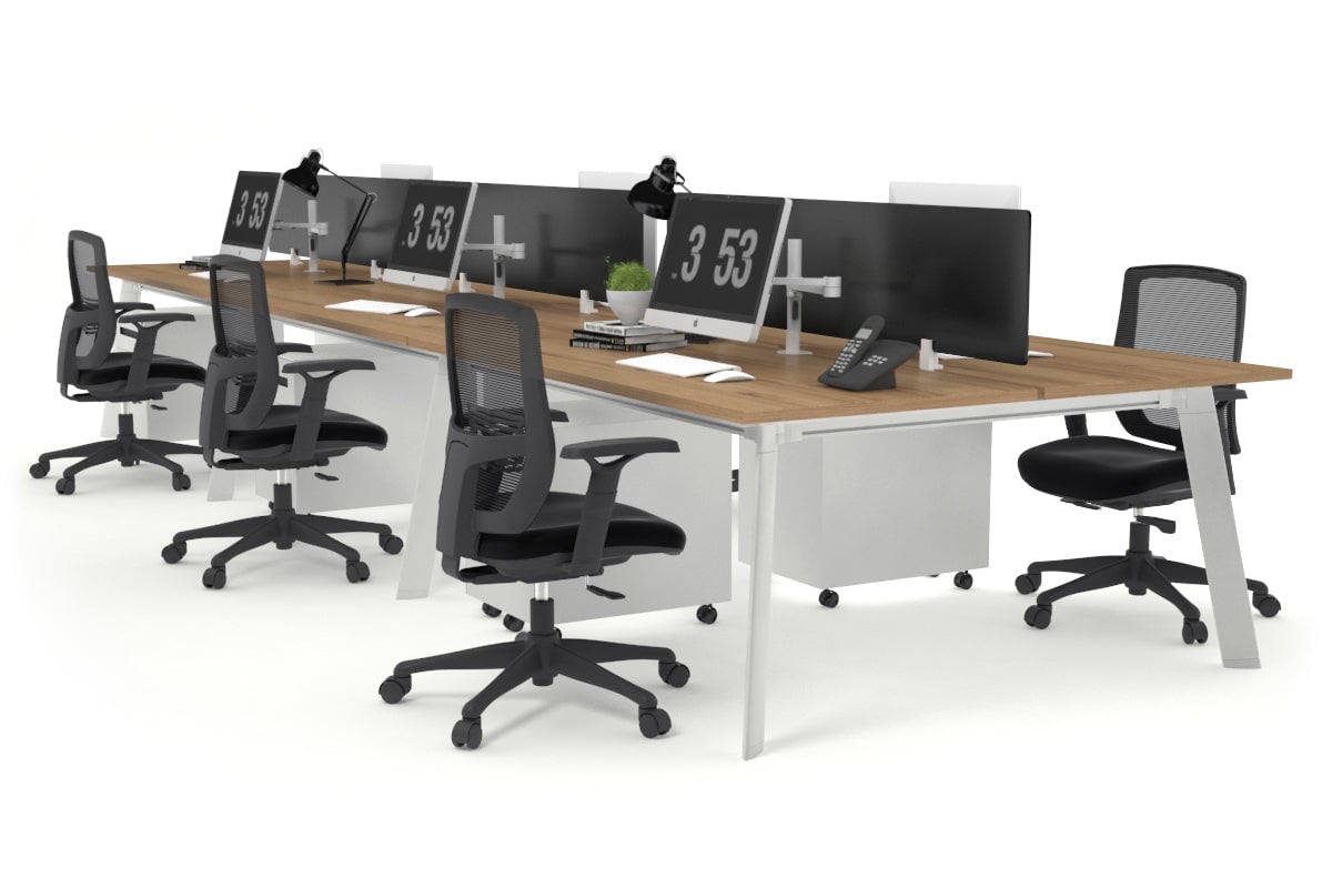 6-Person Workstation with White Frame - 1600L x 700W Dimensions - Ideal for Office, Coworking Spaces & Home Offices