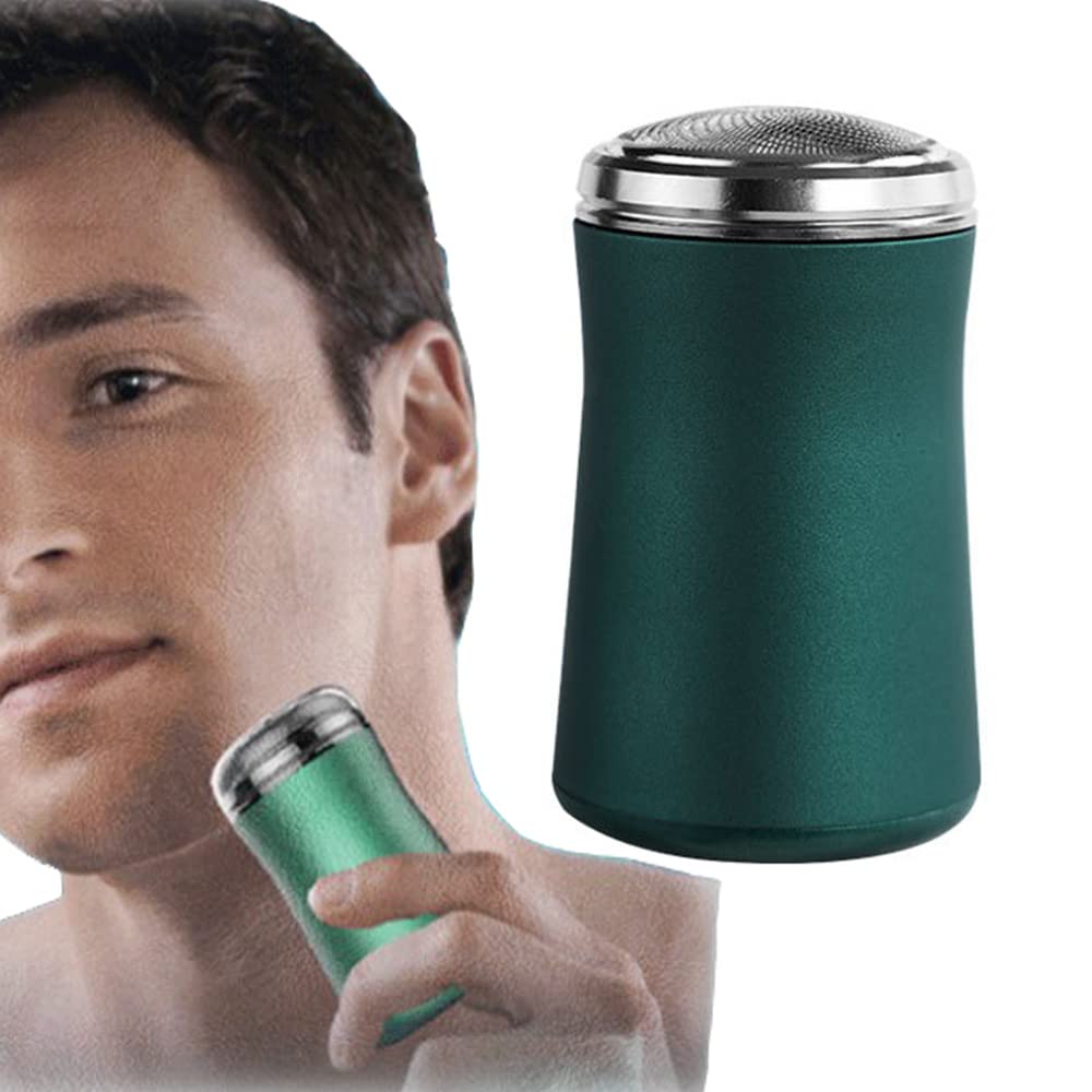 Portable Electric Razor for Men - Mini Pocket Size Rechargeable Shaver with Washable Blades, Compact Travel Shaver for Smooth Shaving at Home, Gym, Office & On-The-Go (Green)