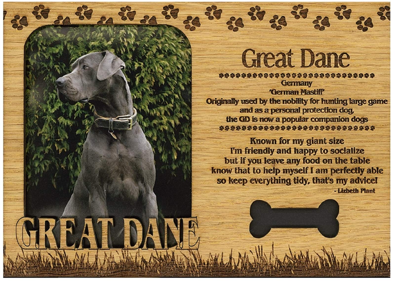 Personalized Engraved Wood Picture Frame Magnet for Great Dane Lovers - Perfect for Pet Memorials, Gifts & Home Decor