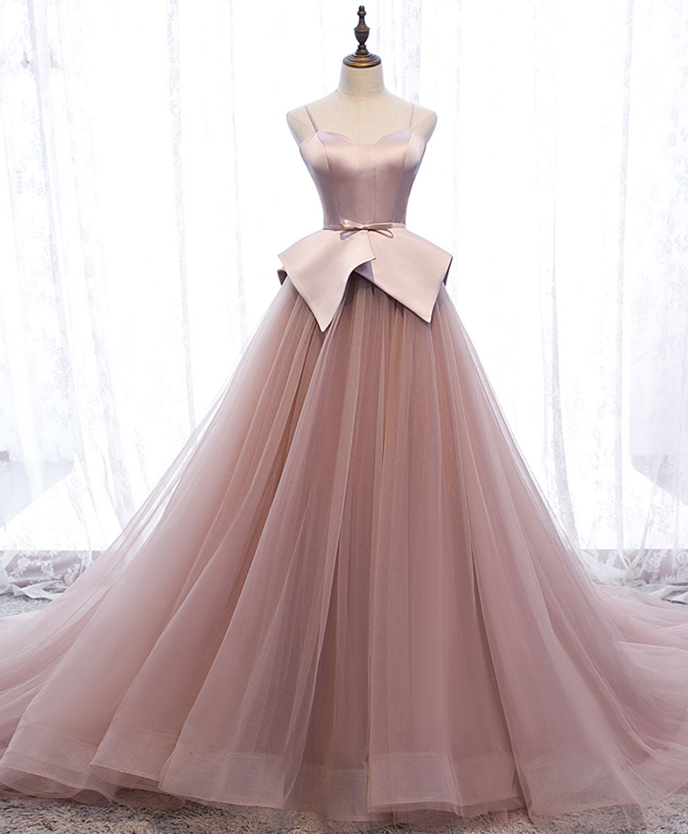 Elegant Pink Sweetheart Tulle Long Prom Gown - Formal Evening Dress for Homecoming, Ball & Special Occasions