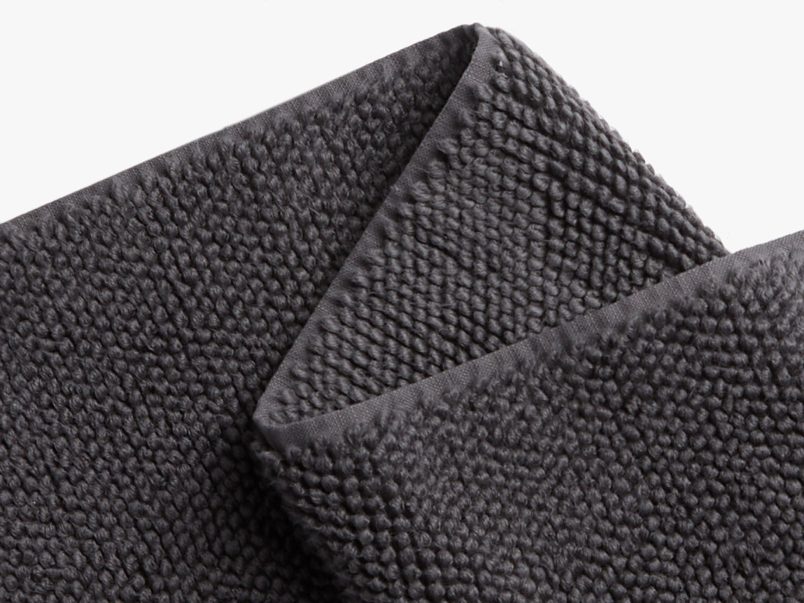 Premium Non-Slip Loop Bath Rug - Soft Absorbent Coal Black Bathroom Mat for Shower & Tub - Perfect for Bathroom, Spa, and Home Decor