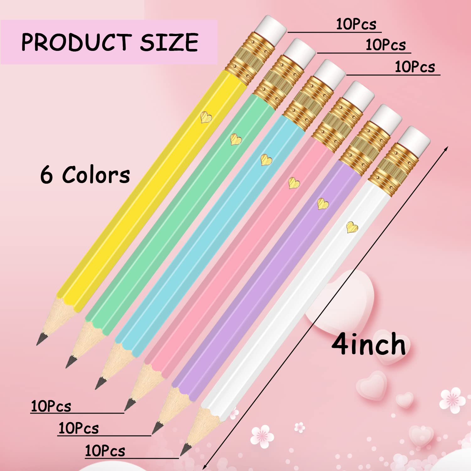 60 Pack Pre-Sharpened Mini Golf Pencils with Erasers - Bulk Party Favors for Baby Showers, Bridal Showers & School Prizes - Perfect for Games, Classroom Rewards & Student Incentives