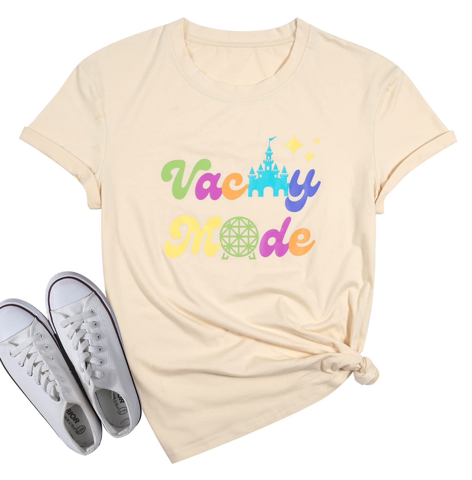 Vacay Mode Shirt for Women - Cute Pineapple Graphic Tee with Funny Letter Print | Short Sleeve Casual Top | Perfect for Beach Vacation, Summer Outings & Tropical Theme Parties