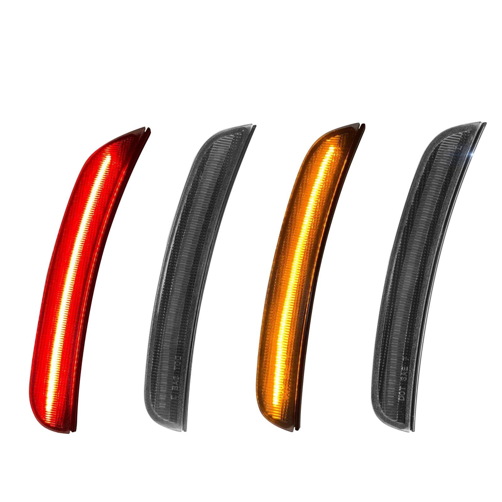 Smoke Black LED Side Marker Lights Assembly for Dodge Charger 2015-2022 - Front Amber & Rear Red Bumper Reflectors (4PCS) - Perfect for Night Driving & Custom Car Styling
