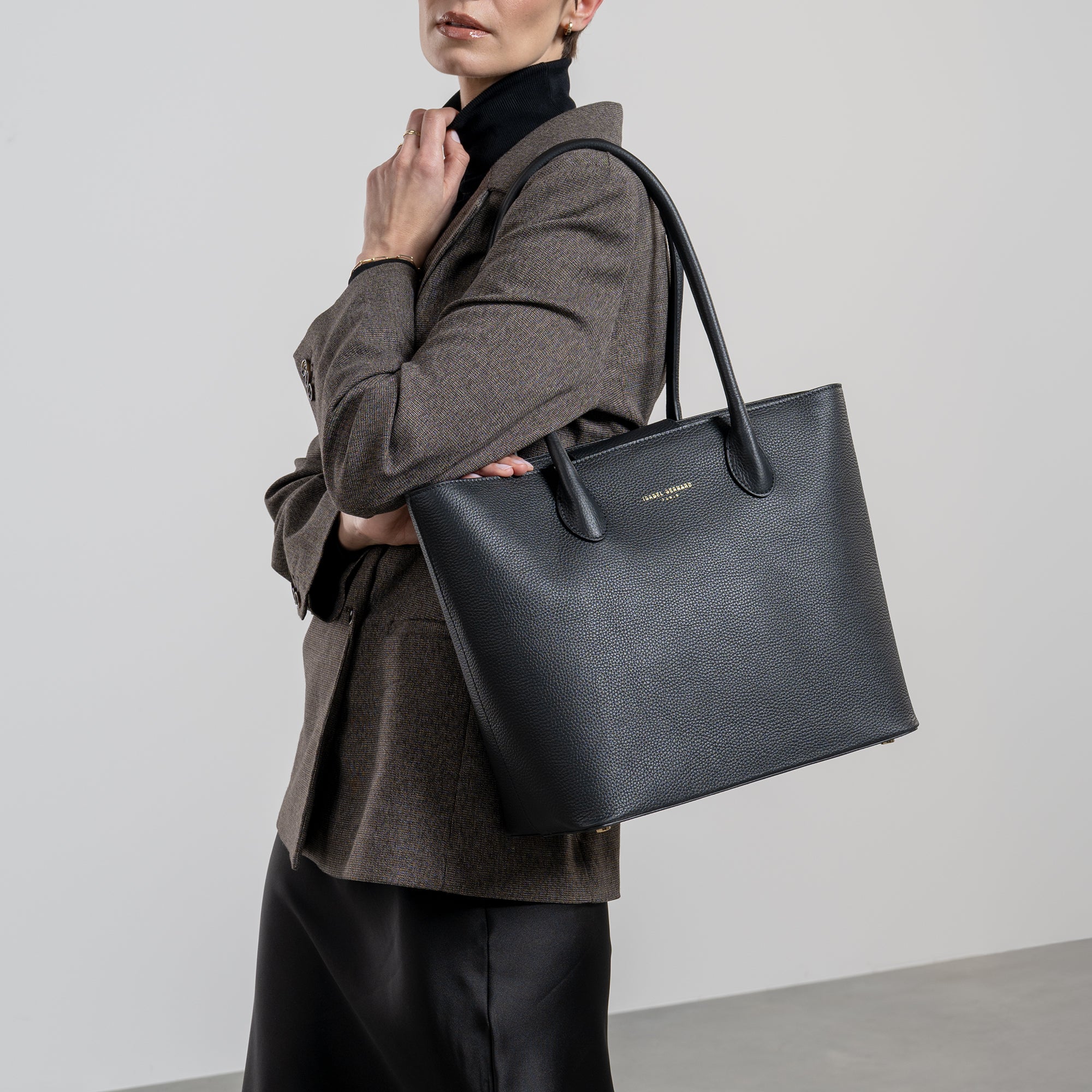 Isabel Black Calfskin Leather Tote Bag and Wallet Set for Women - Perfect Gift for Mother's Day, Birthday & Travel Accessories
