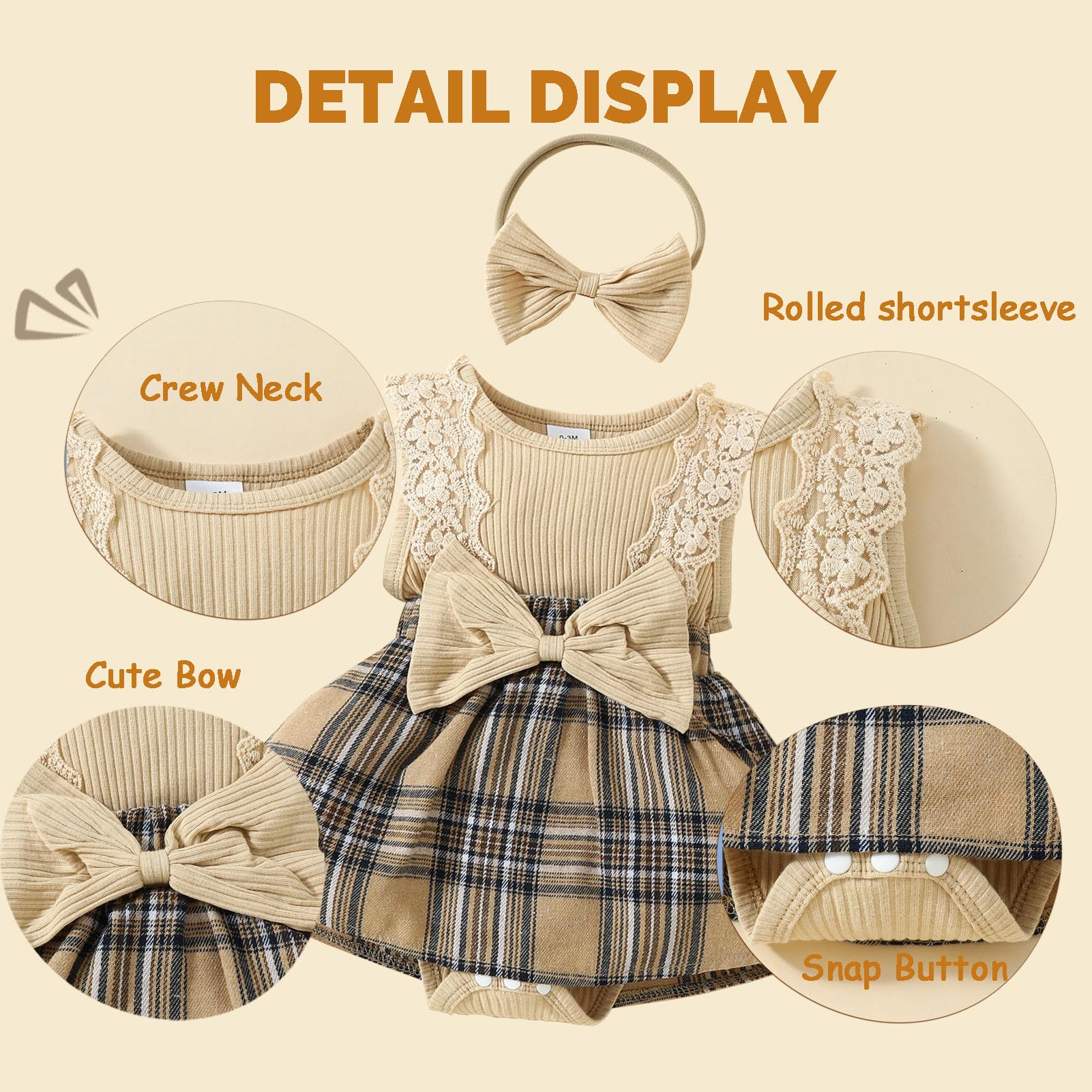 Newborn Baby Girl Clothes - Spring Summer Sleeveless Romper & Floral Plaid Dress Set with Headband | Cute Outfits for Photoshoot, Party & Daily Wear