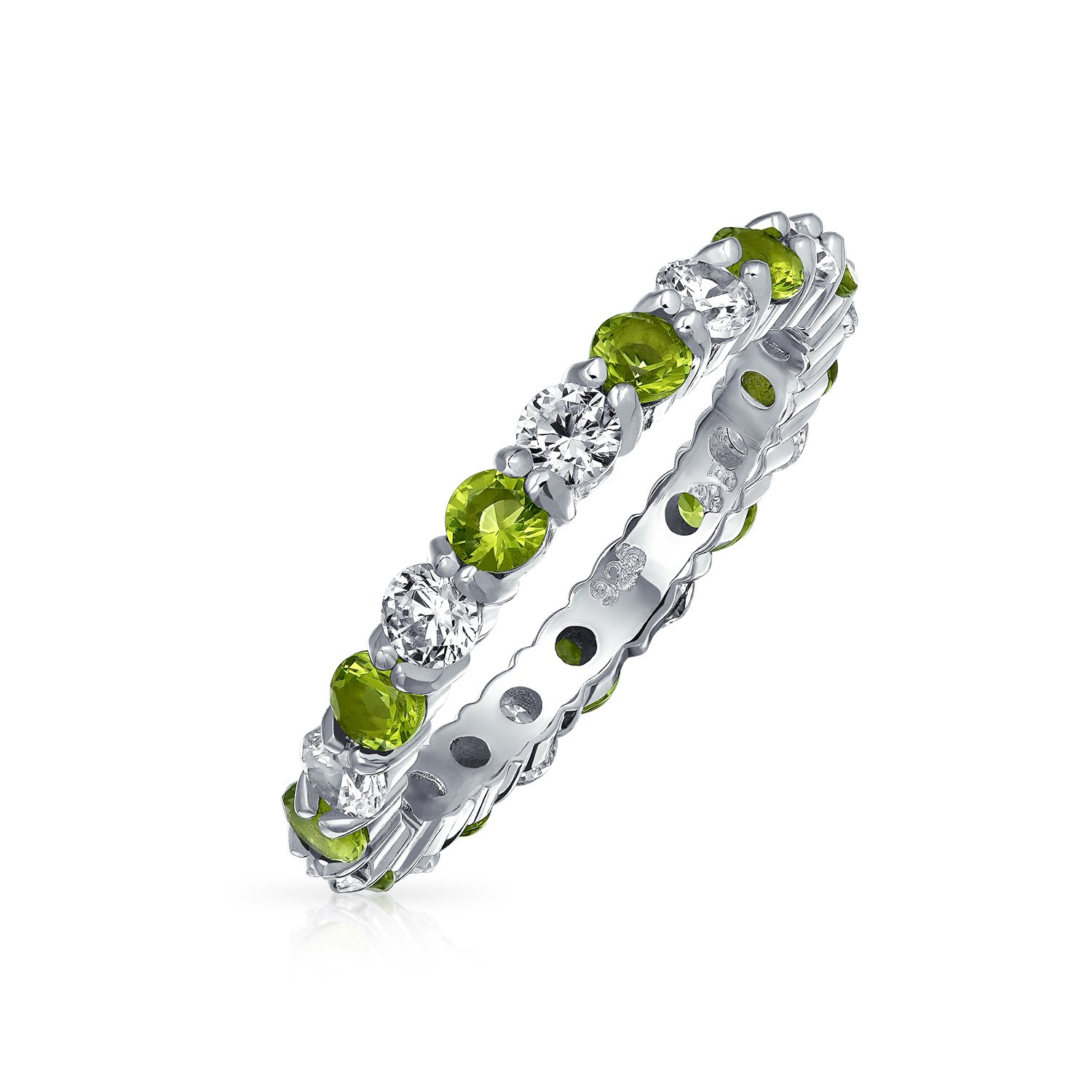 Sterling Silver CZ Eternity Ring for Women - Stackable Birthstone Jewelry for Everyday Wear