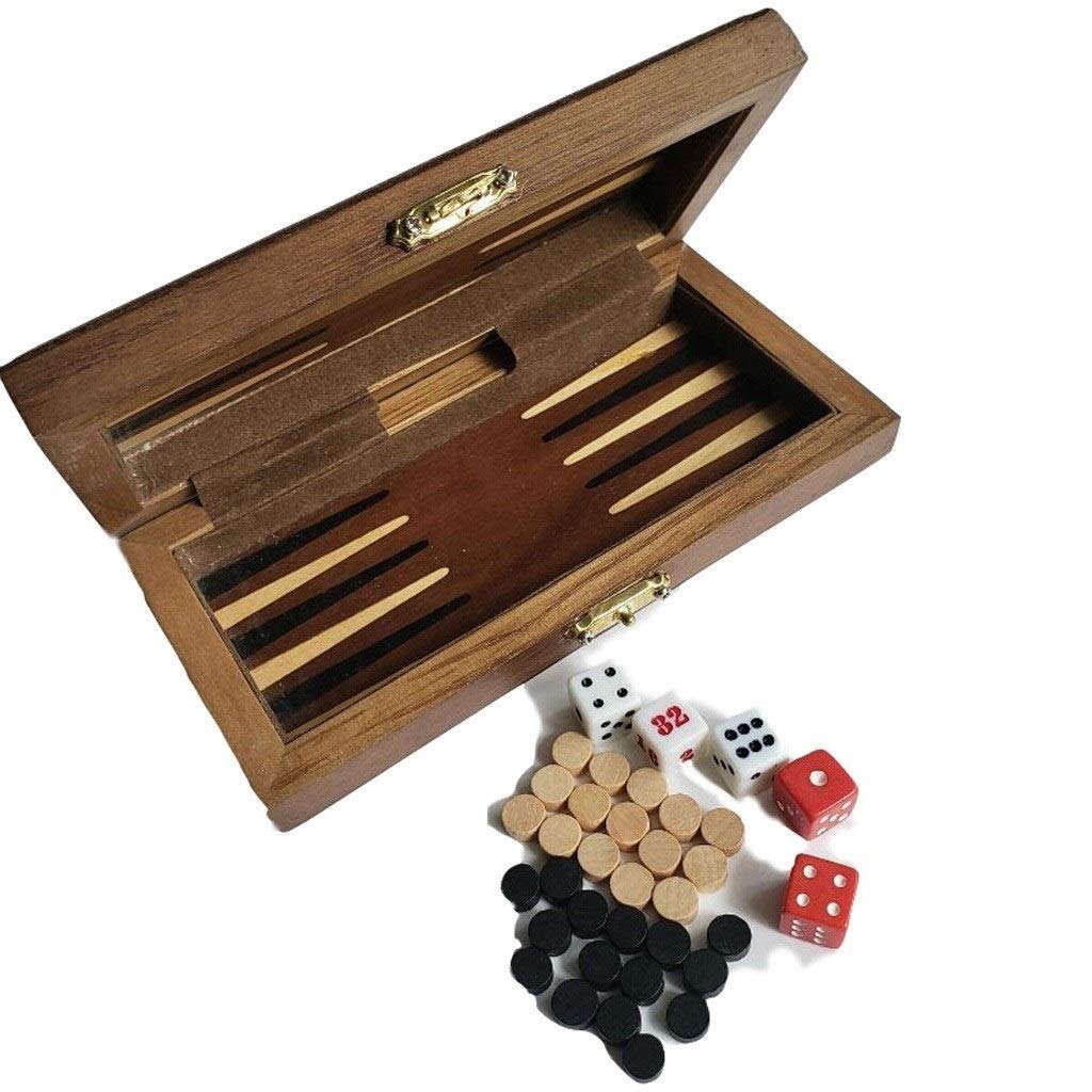 Magnetic Chess Set with Folding Board - Portable Travel Backgammon & Baccarat Game Set for Adults | Brown Wooden Case | Perfect for Home, Office & Outdoor Activities