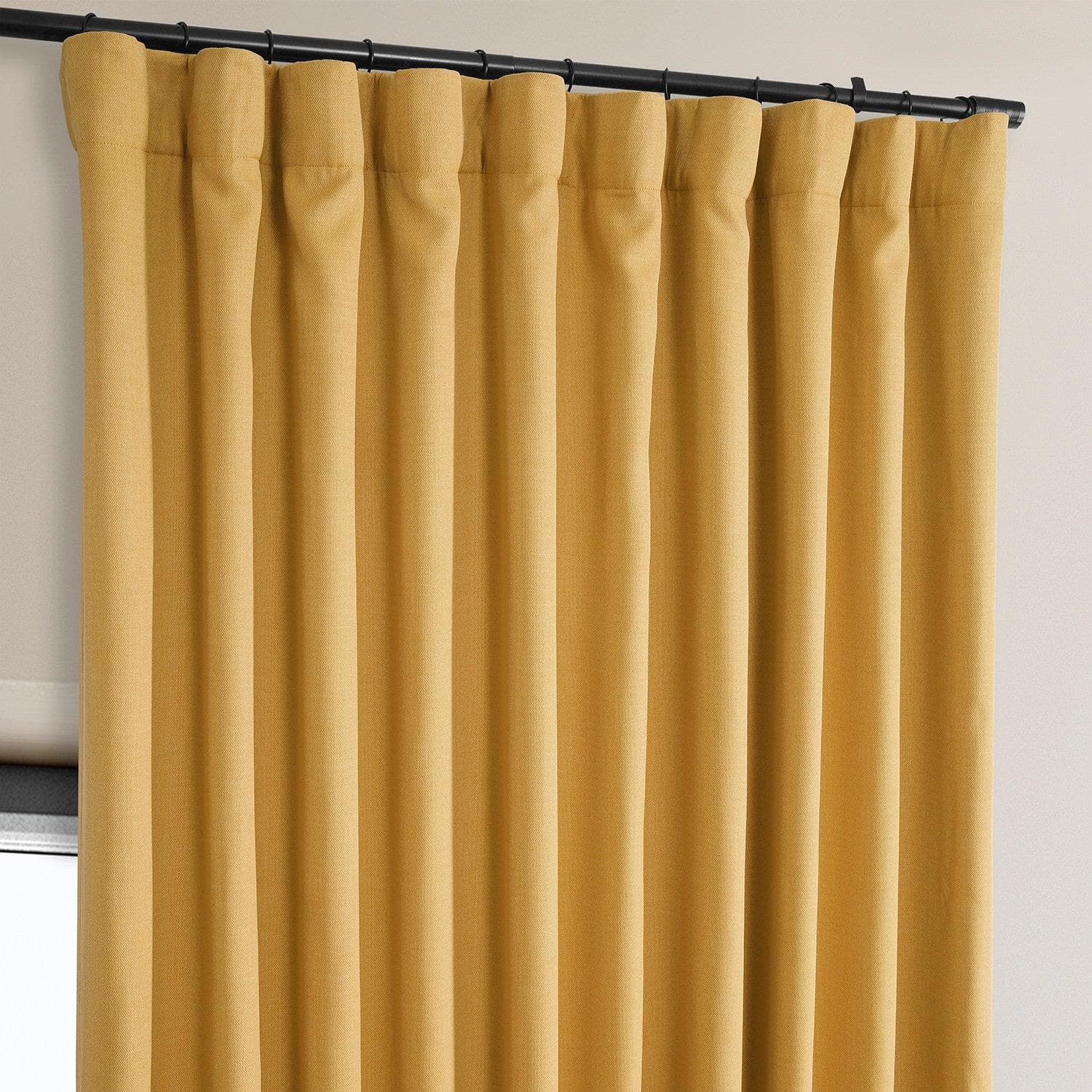 Dandelion Gold Extra Wide Textured Faux Linen Blackout Curtains - Thermal Insulated Window Drapes for Living Room, Bedroom & Nursery (Set of 2 Panels)