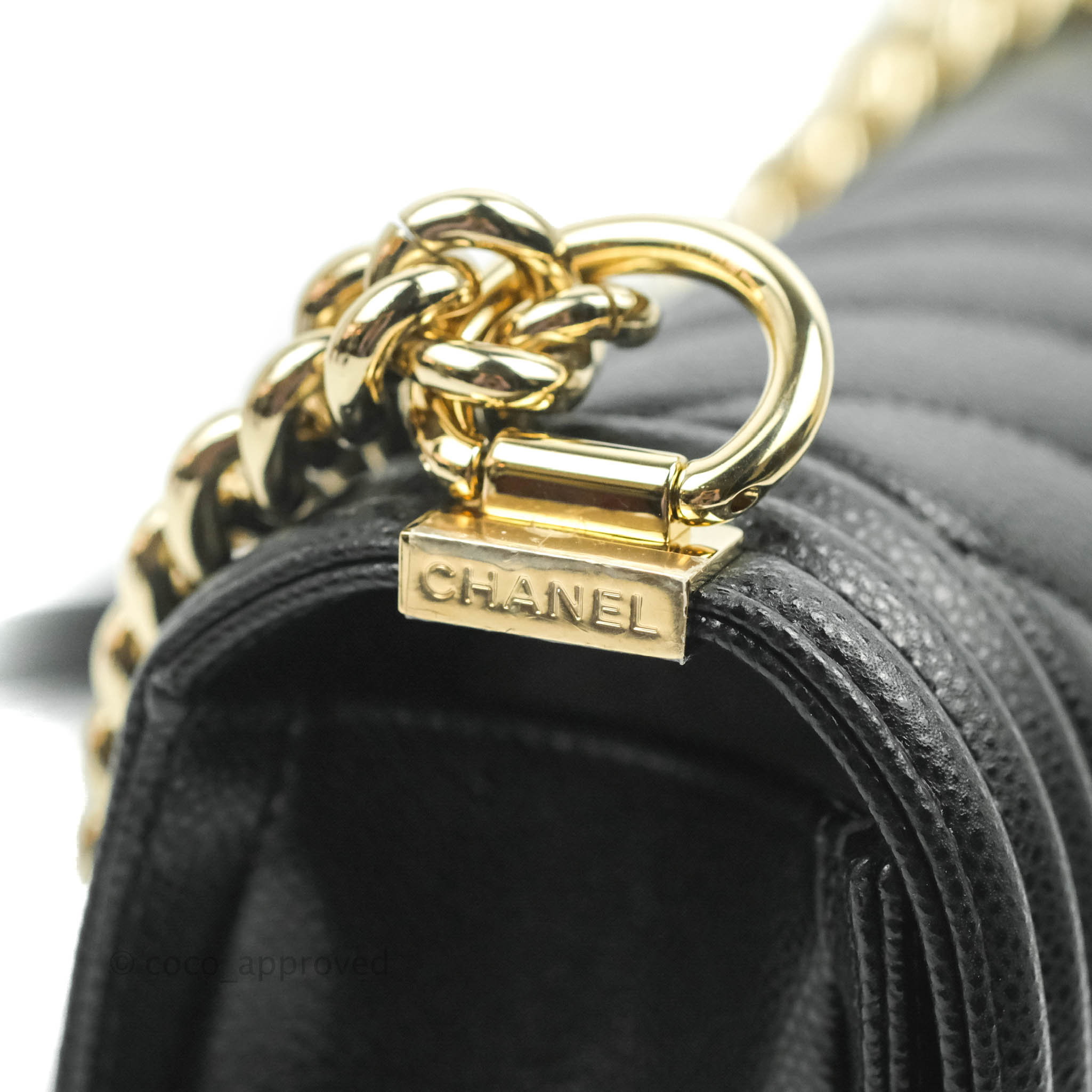 Chanel Boy Chevron Medium Black Caviar Gold Hardware Bag - Luxury Designer Handbag for Women | Perfect for Evening Parties, Weddings & Special Occasions