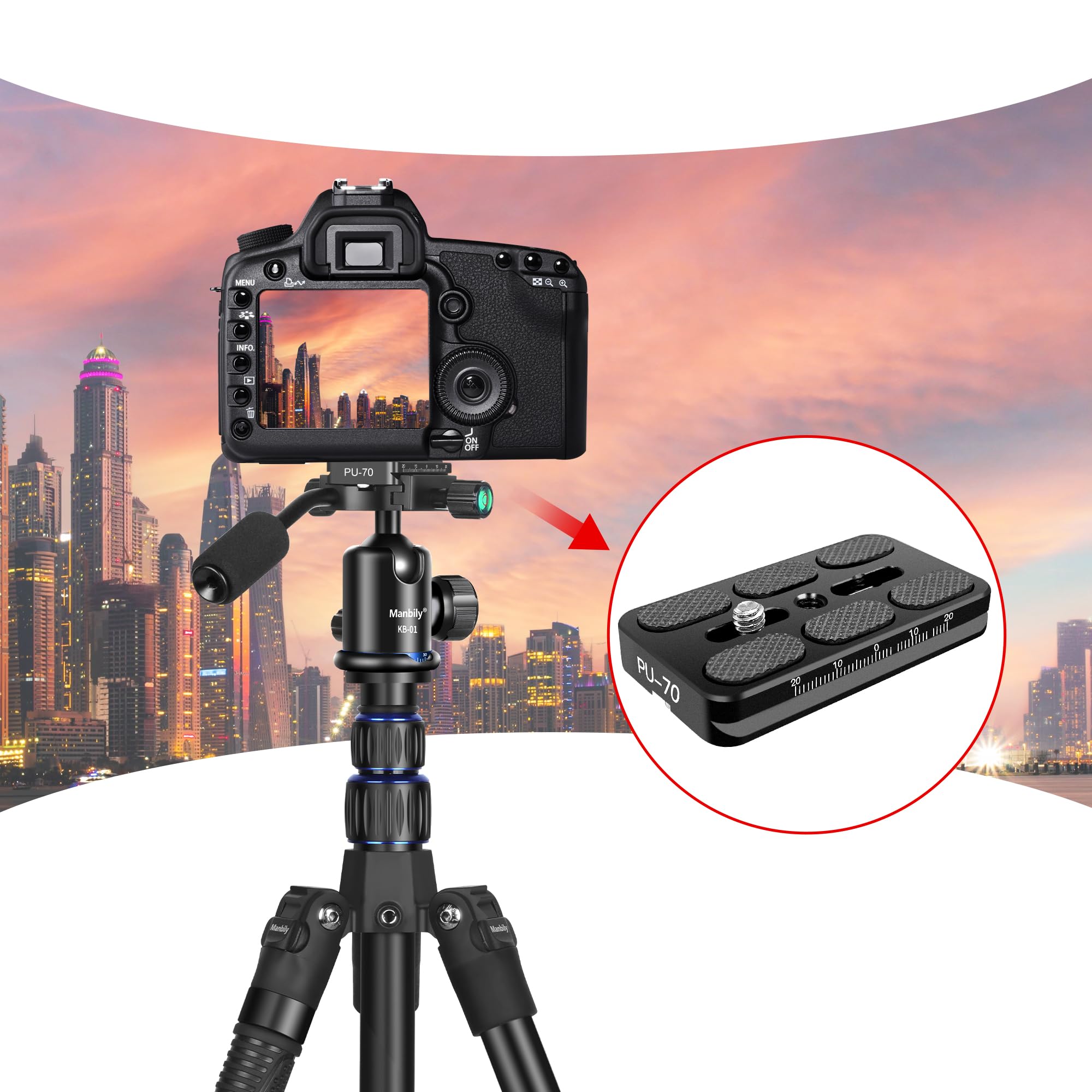 Manbily Quick Release Arca-Swiss Camera Tripod Head Plate - Universal 1/4