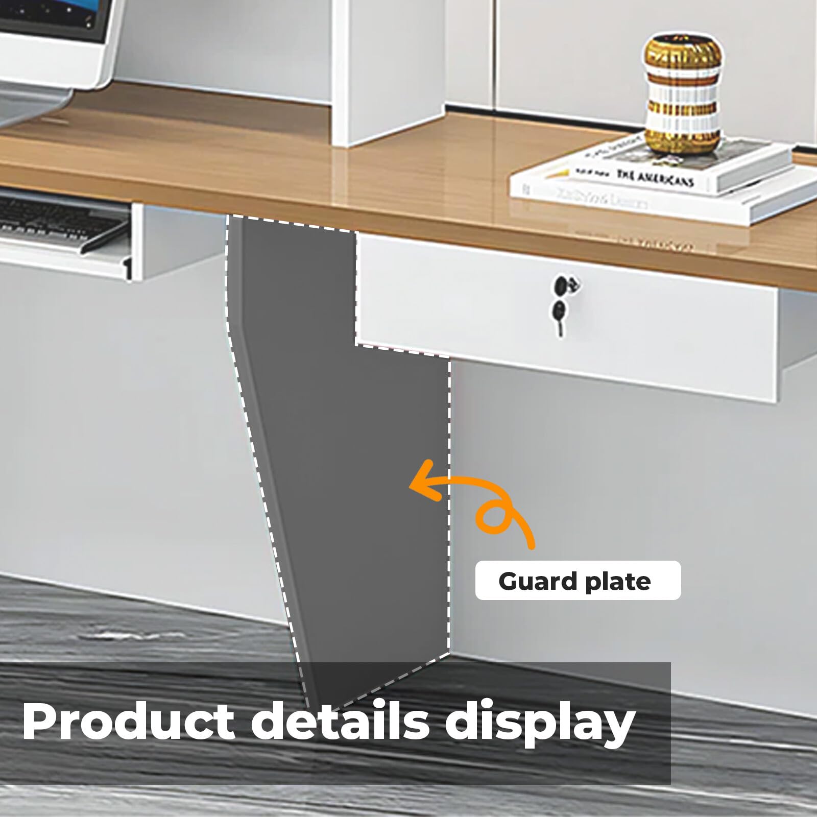 Modern Reception Desk with Shelf & Lockable Drawers - 87