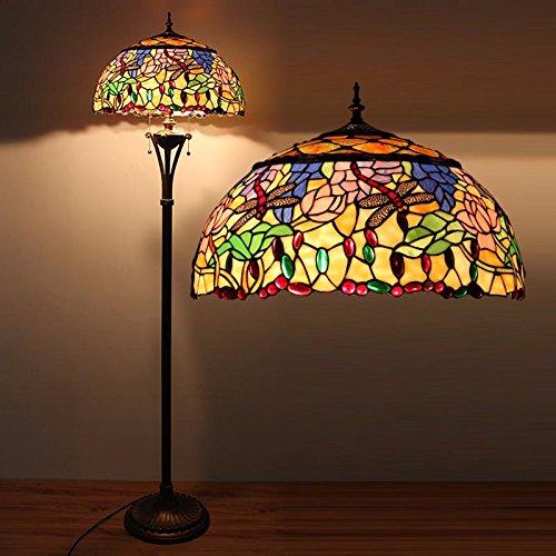 European Classic Glass Floor Lamp - Vintage Style Living Room, Bedroom, Villa & Cafe Lighting for Home Decor | Warm Ambient Light for Relaxing & Cozy Atmosphere