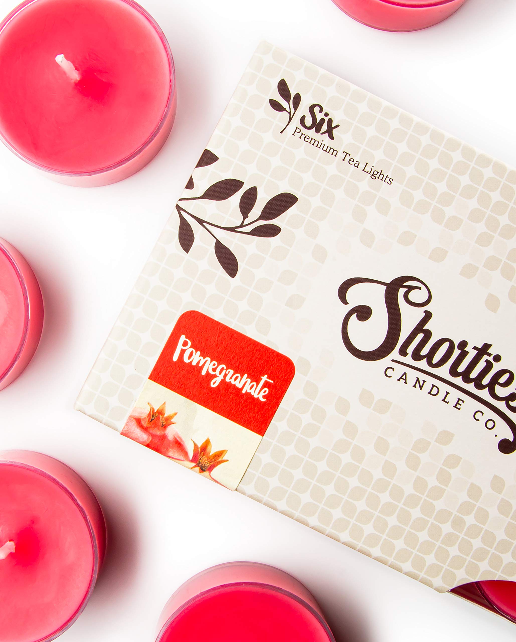 Premium Pomegranate Scented Tealight Candles - Essential Oil Infused, 6-Pack Red Tea Lights - Long-Lasting Fragrance - Handmade in USA - Perfect for Christmas, Holidays, Romantic Dinners & Home Decor