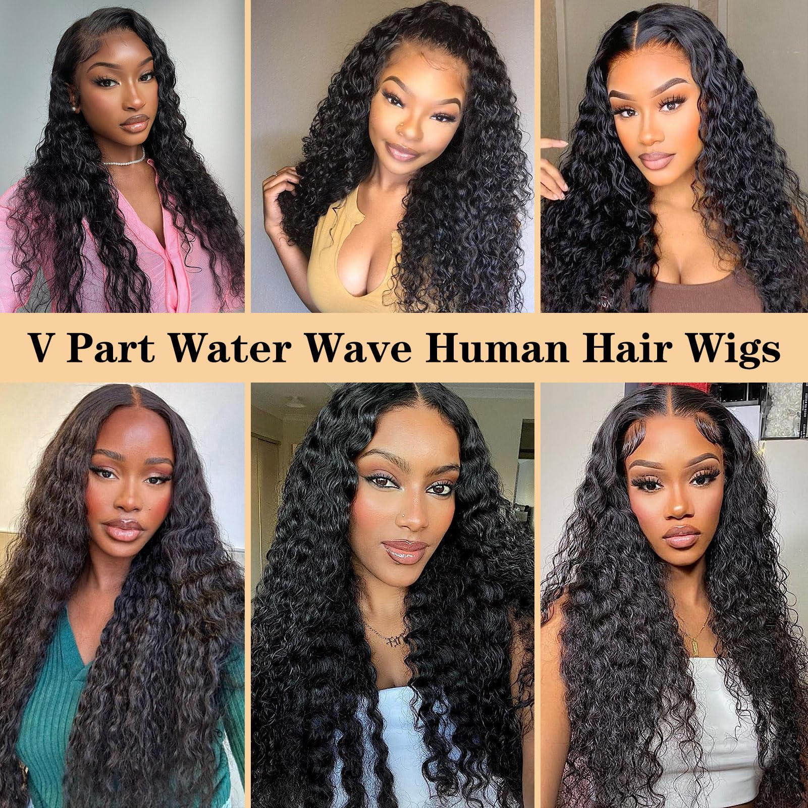 V Part Human Hair Wig - Water Wave Thin Part Glueless Clip In Half Wigs 180% Density Curly V Shape Clip in Half Wig for Beginners | Brazilian Virgin Human Hair Wigs (18 Inch) | Perfect for Daily Wear, Cosplay, Parties & Special Occasions