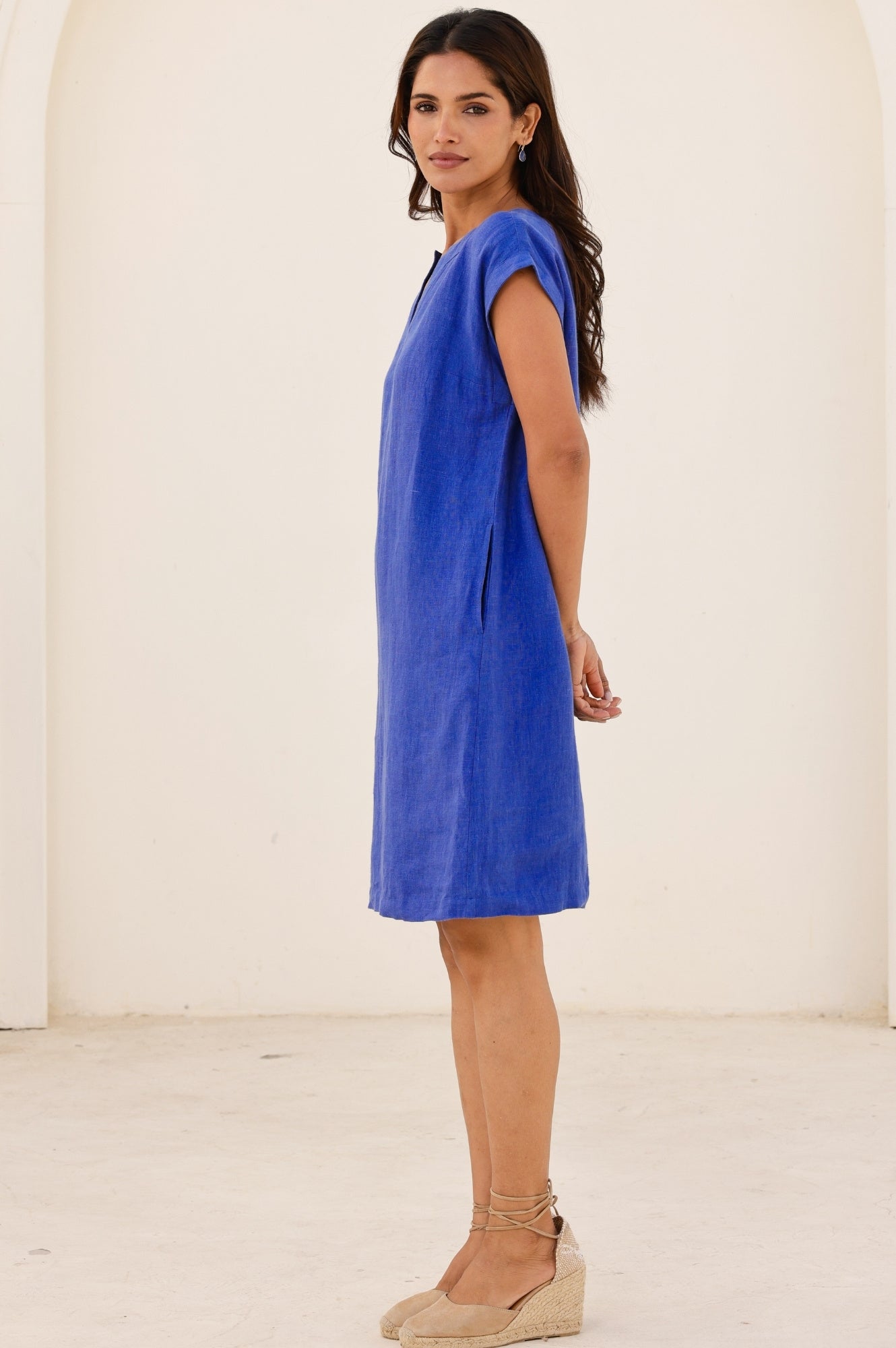 Dori Linen Dress for Women - Cobalt Blue Summer Maxi Dress | Beach Vacation, Date Night, Casual Outfit