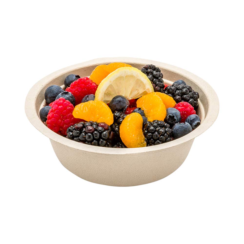 12oz Bagasse Bowls - 100pcs Greaseproof Salad Bowls for Restaurants & Catering