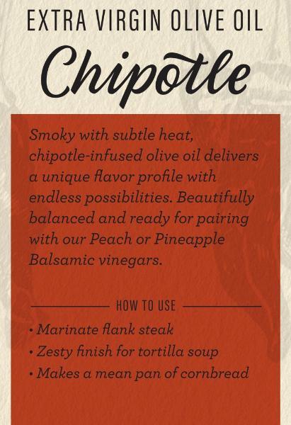 Premium Chipotle Infused Extra Virgin Olive Oil - Cold Pressed, Rich Flavor for Cooking, Salad Dressing & Gourmet Dishes - Perfect for Grilling, Drizzling & Dipping
