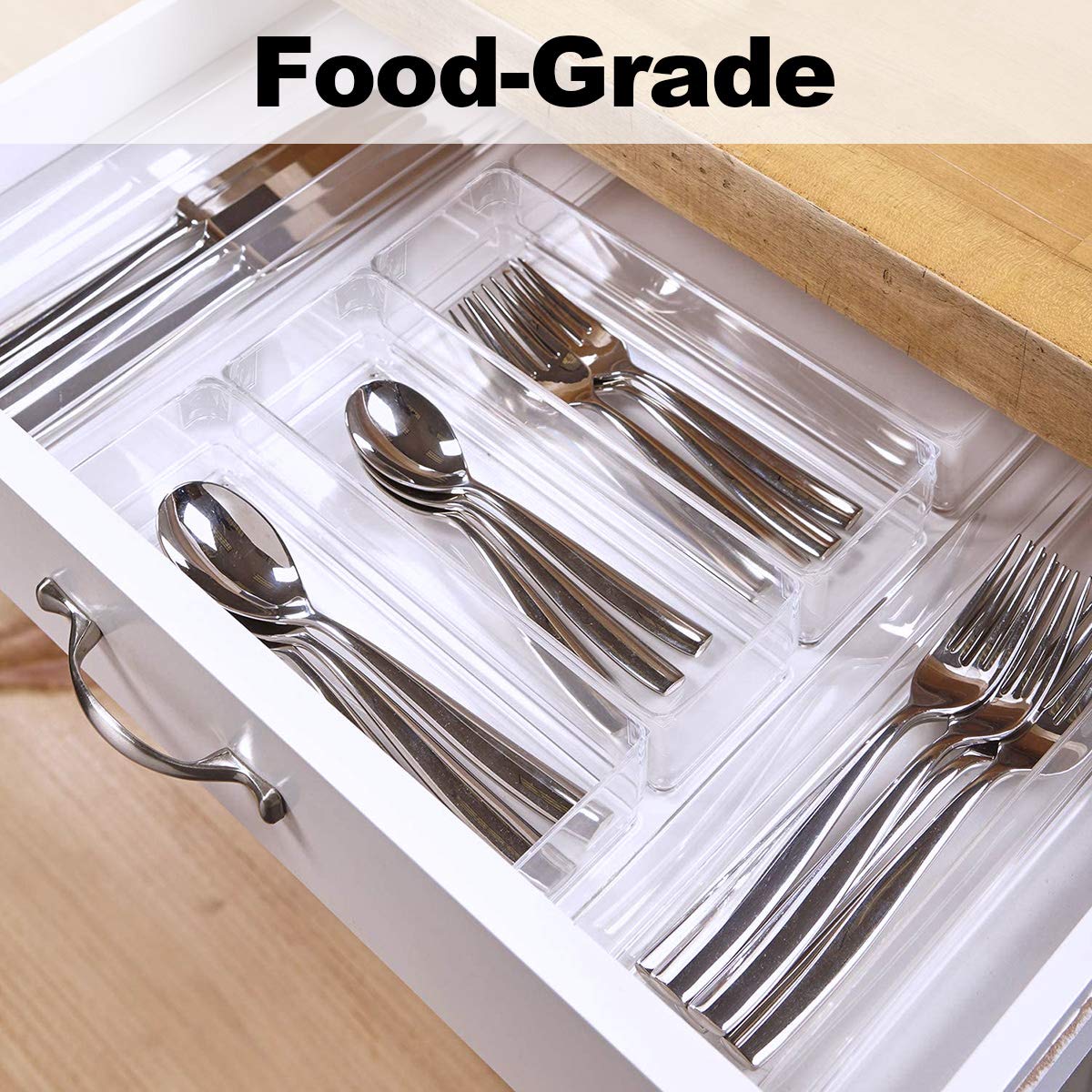 14-Piece Clear Acrylic Drawer Organizer Set - Stackable Plastic Storage Trays for Kitchen, Makeup, Vanity, Bathroom & Office (4 Sizes) - Perfect for Organizing Utensils, Cosmetics, Office Supplies & More