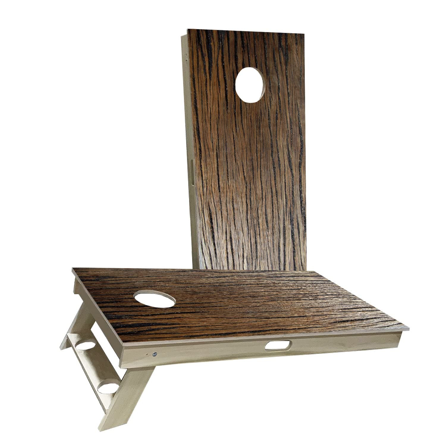 Skip's Garage Premium Dark Brown Wood Grain Cornhole Board Set - Regulation Size & Custom Options - Includes 2 Boards, 8 Bags, Carrying Case - Perfect for Backyard Parties, Tailgating, and Outdoor Games